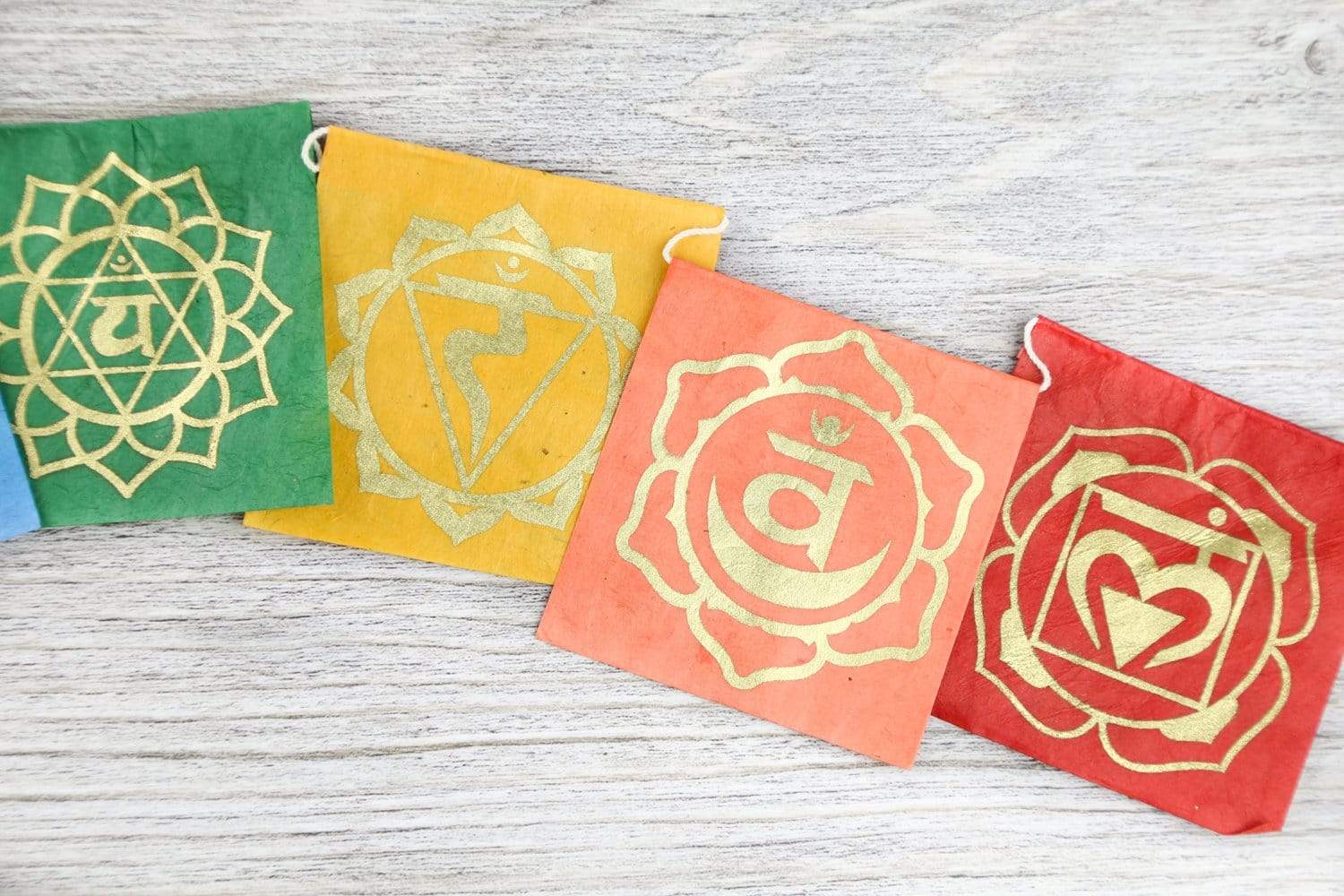 7 Chakra Lokta Paper Prayer Flags - Handmade Nepalese Spiritual Decor for Meditation, Yoga & Home Blessing | Perfect for Healing Spaces, Altars & Outdoor Gardens