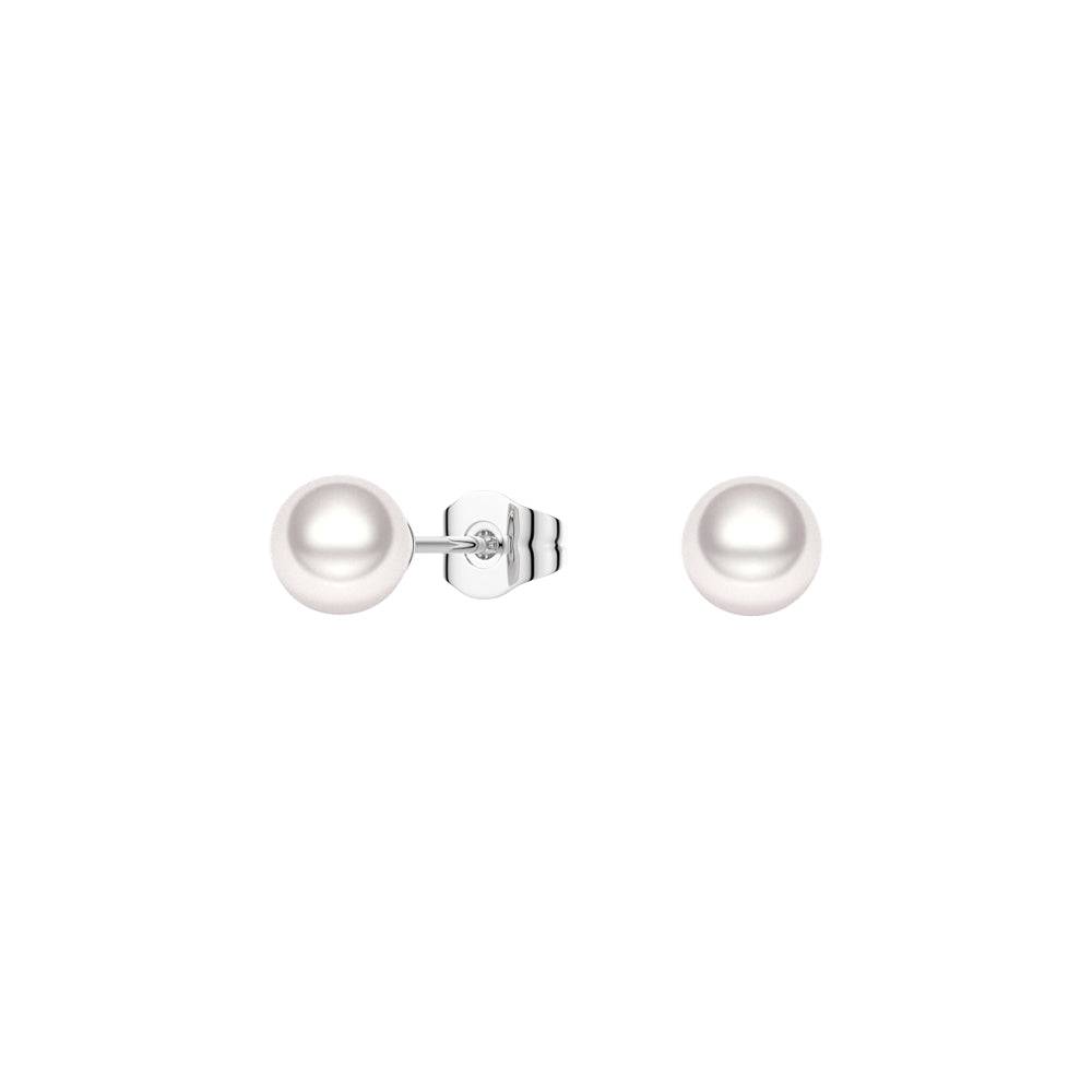 6mm Solitaire Freshwater Cultured Pearl Stud Earrings for Women - Classic Round White Pearl Jewelry Gift for Wedding, Anniversary & Everyday Elegance