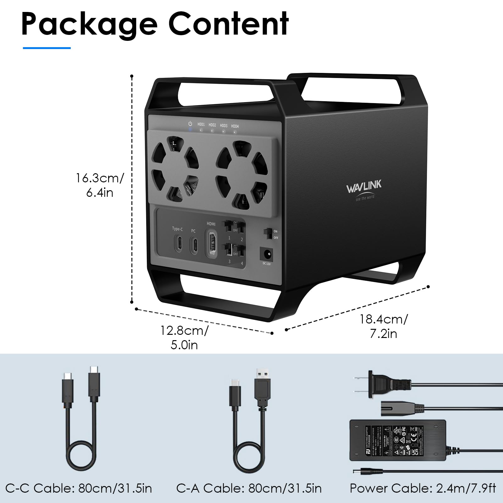 WAVLINK 4-Bay USB 3.2 Hard Drive Enclosure for 3.5