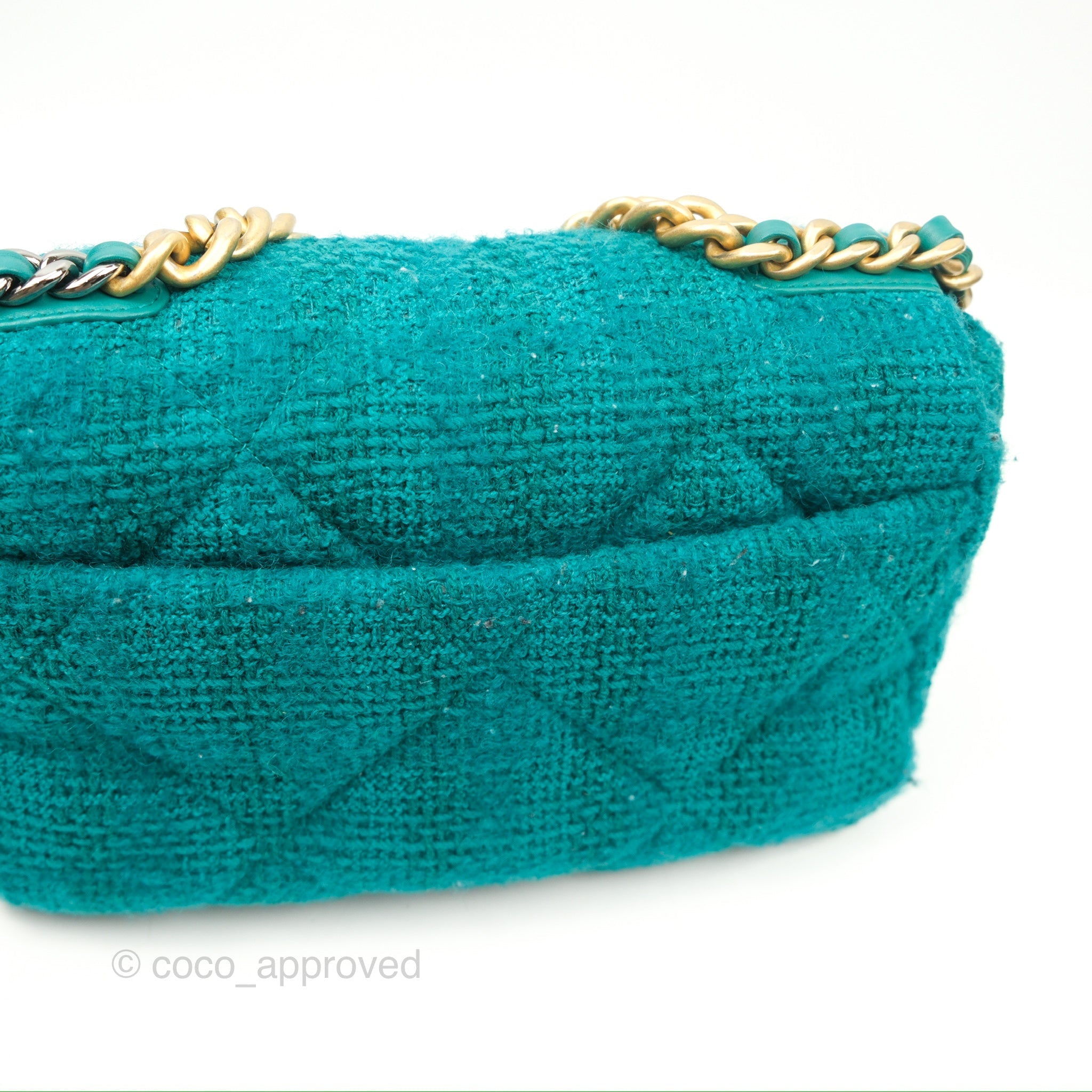 Chanel 19 Small Handbag in Teal Green Tweed with Mixed Hardware - Luxury Crossbody Bag for Women, Perfect for Parties & Date Nights