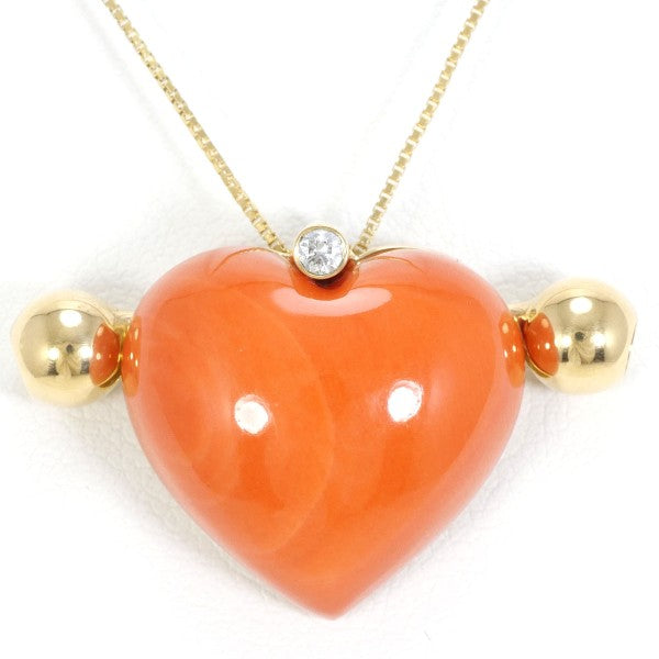 18K Yellow Gold Coral Diamond Necklace - Elegant Statement Jewelry for Women, Perfect for Weddings, Anniversaries & Special Occasions