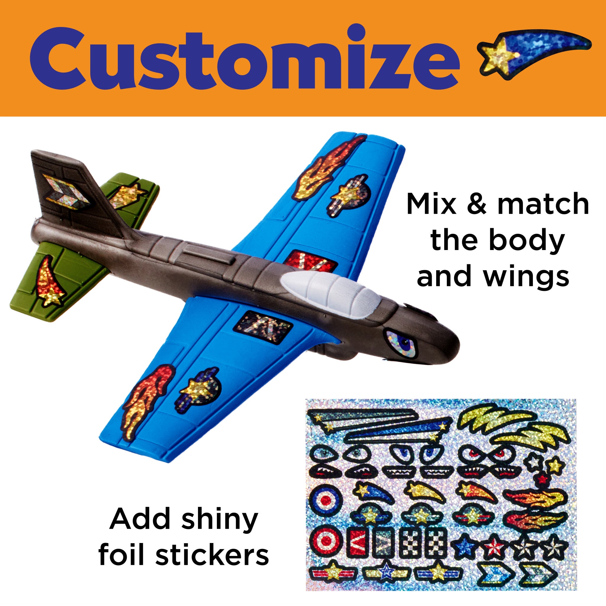 Stunt Squadron Foam Airplane Toys - 3 Pack Foam Glider Planes for Kids Outdoor Games, Birthday Party Favors & Backyard Activities #6454000