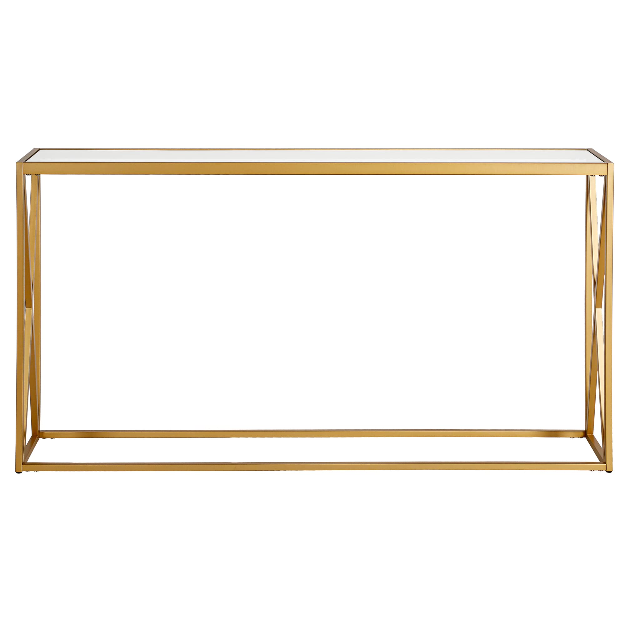 Arlo 55-Inch Wide Rectangular Brass Console Table - Perfect for Entryway, Living Room & Hallway Decor