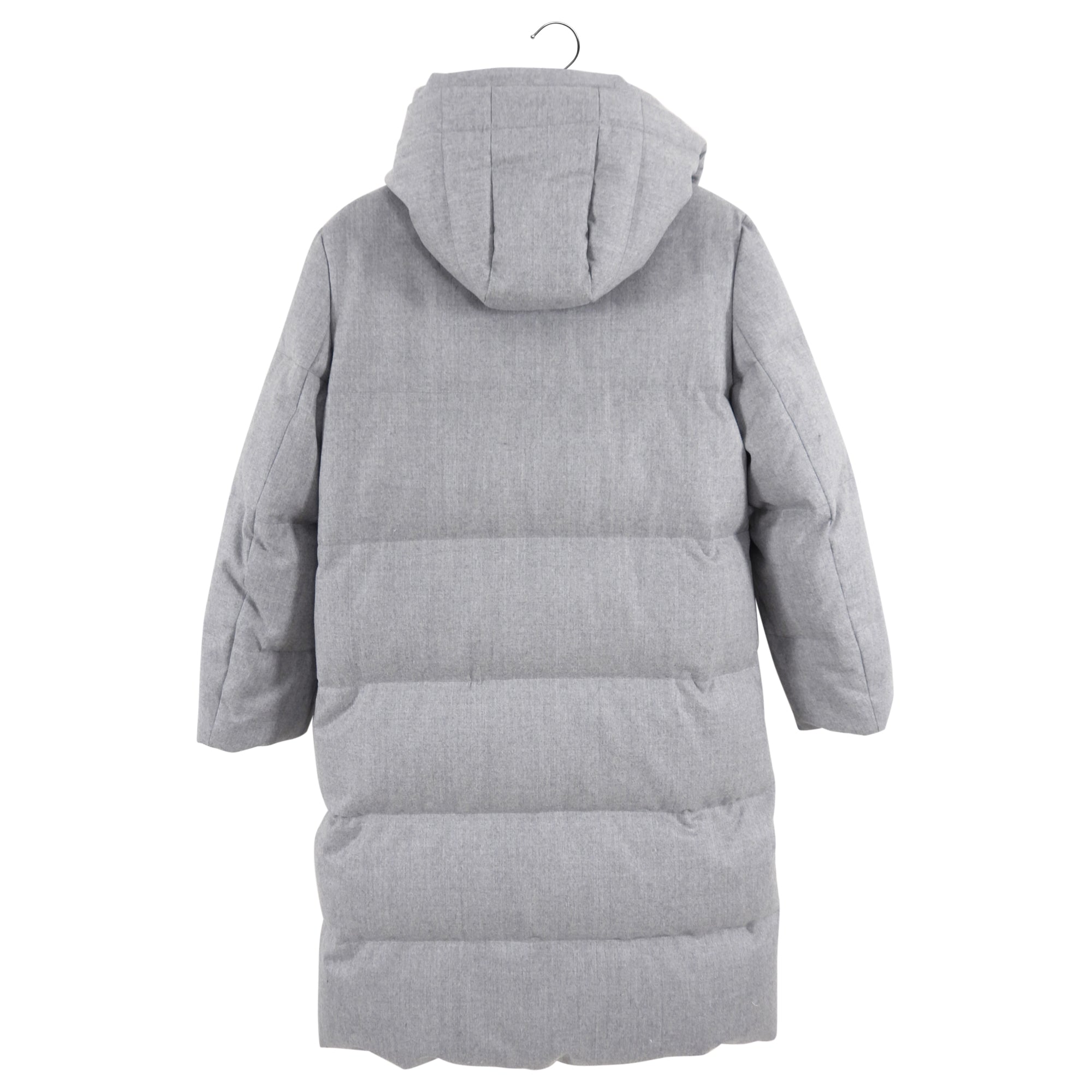 Brunello Cucinelli Light Grey Down Filled Puffer Long Parka Coat for Women - Winter Warm Jacket with Hood, Waterproof Outerwear for Snow & Cold Weather - USA Size S (2/4) - Perfect for Skiing, Travel & Everyday Winter Fashion