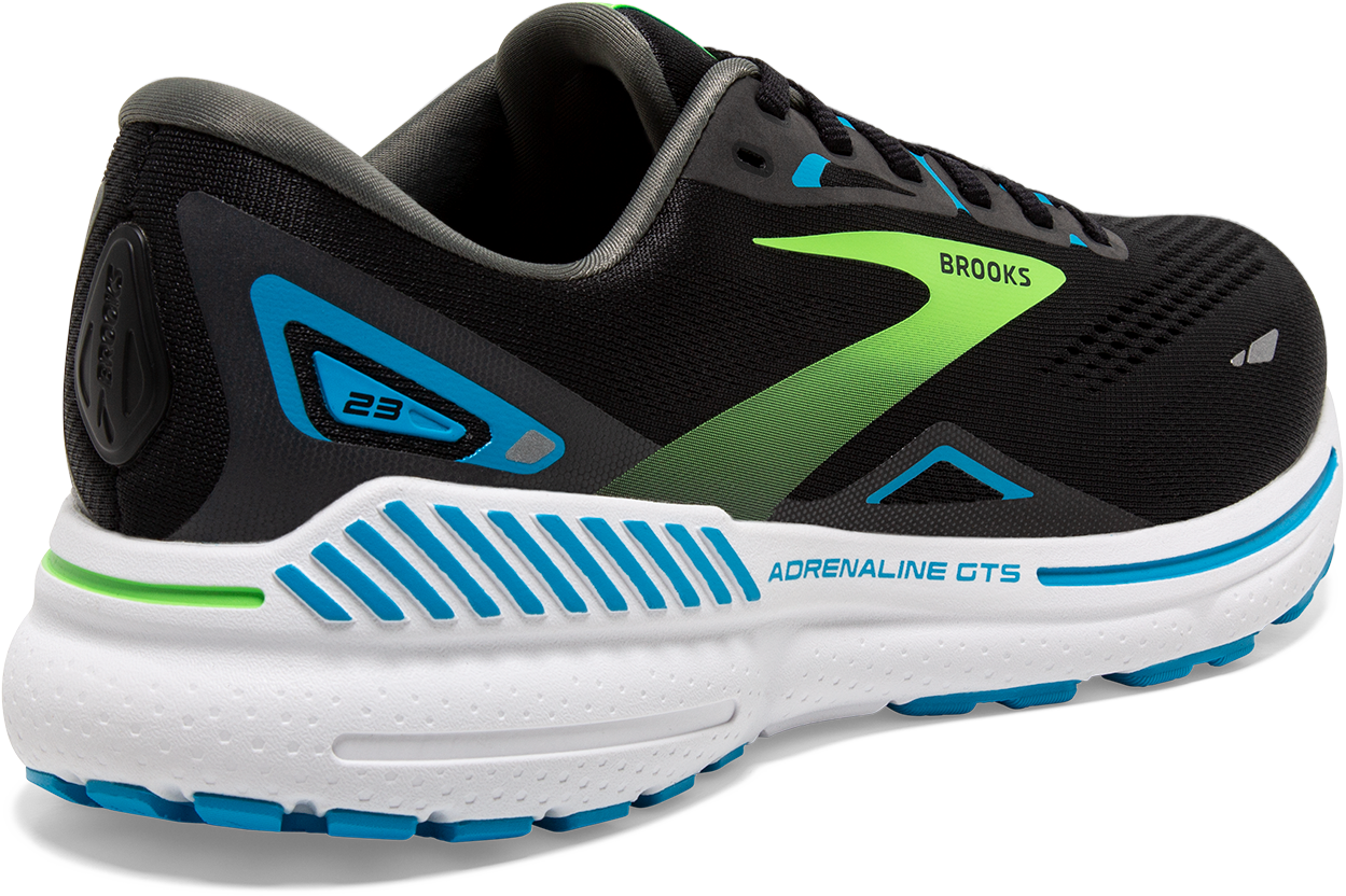 Men's Adrenaline GTS 23 Running Shoes - Black/Hawaiian Ocean/Green - Lightweight Cushioned Support for Road Running, Jogging & Gym Workouts