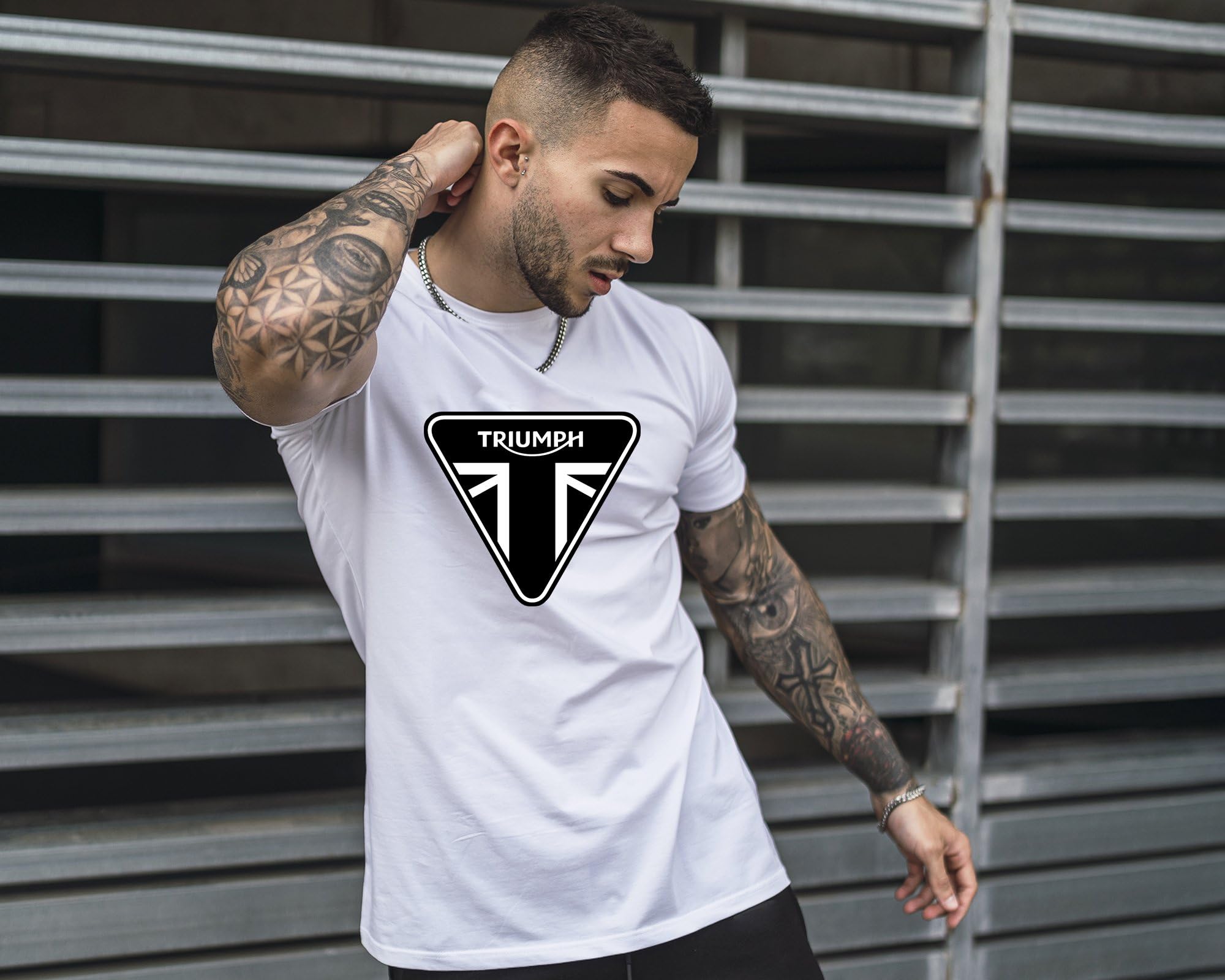 Triumph Motorcycle T-Shirt for Men - Cool Biker Gift Idea in White - Perfect for Riding, Motorcycle Events & Casual Wear