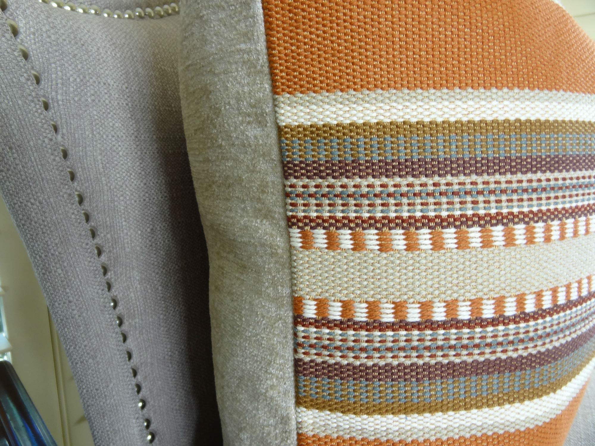 Plutus Chic Stripe Saffron Handmade Throw Pillow 20x36 Inches - King Size Decorative Cushion Cover in Orange, Olive & Cream - Perfect for Sofa, Bedroom & Living Room Decor