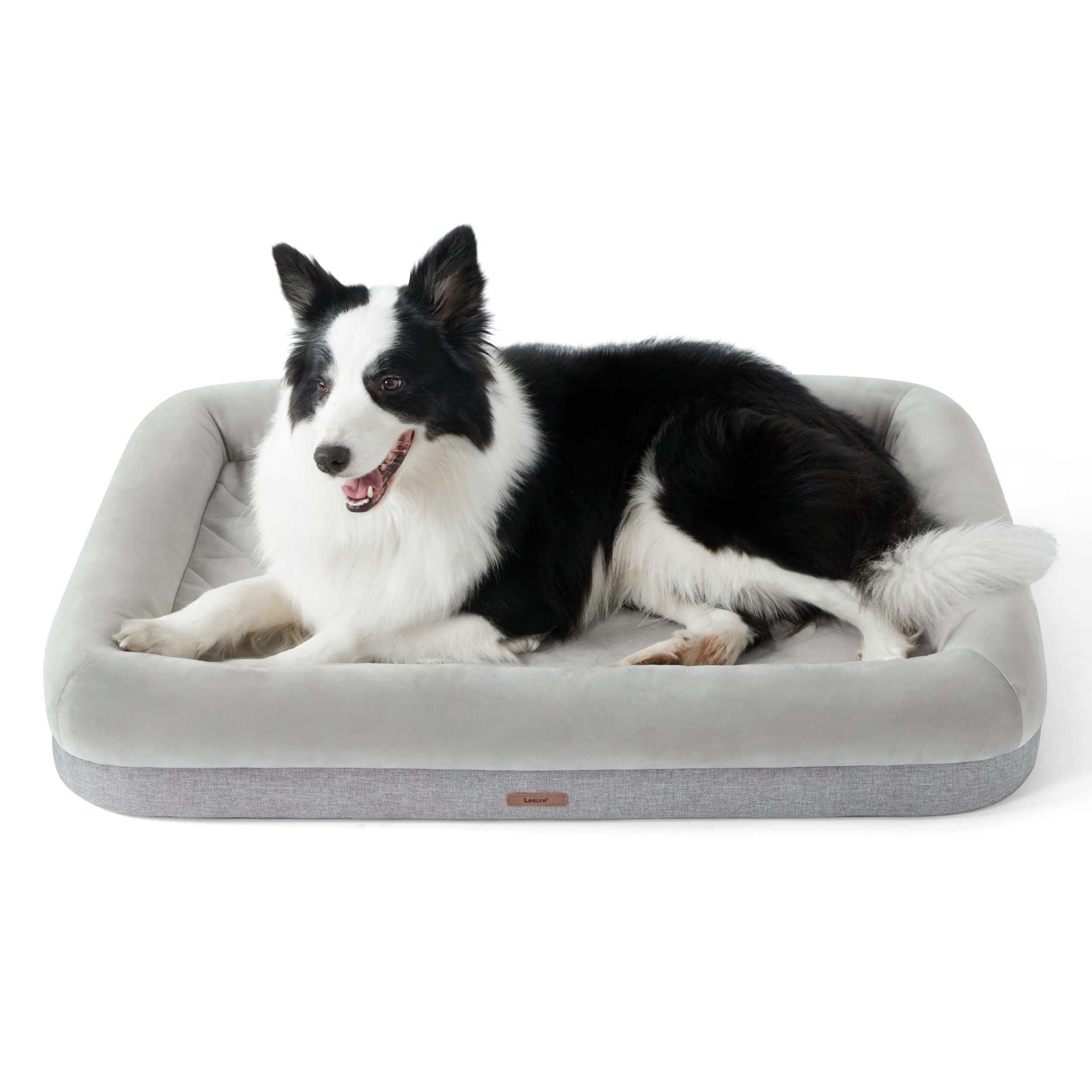 Orthopedic Bamboo Charcoal Memory Foam Dog Bed for Extra Large Dogs - CertiPUR-US® Certified, Washable Removable Cover with Waterproof Lining - Grey - Perfect for Senior Dogs & Pets with Joint Pain, Ideal for Living Room or Bedroom Use