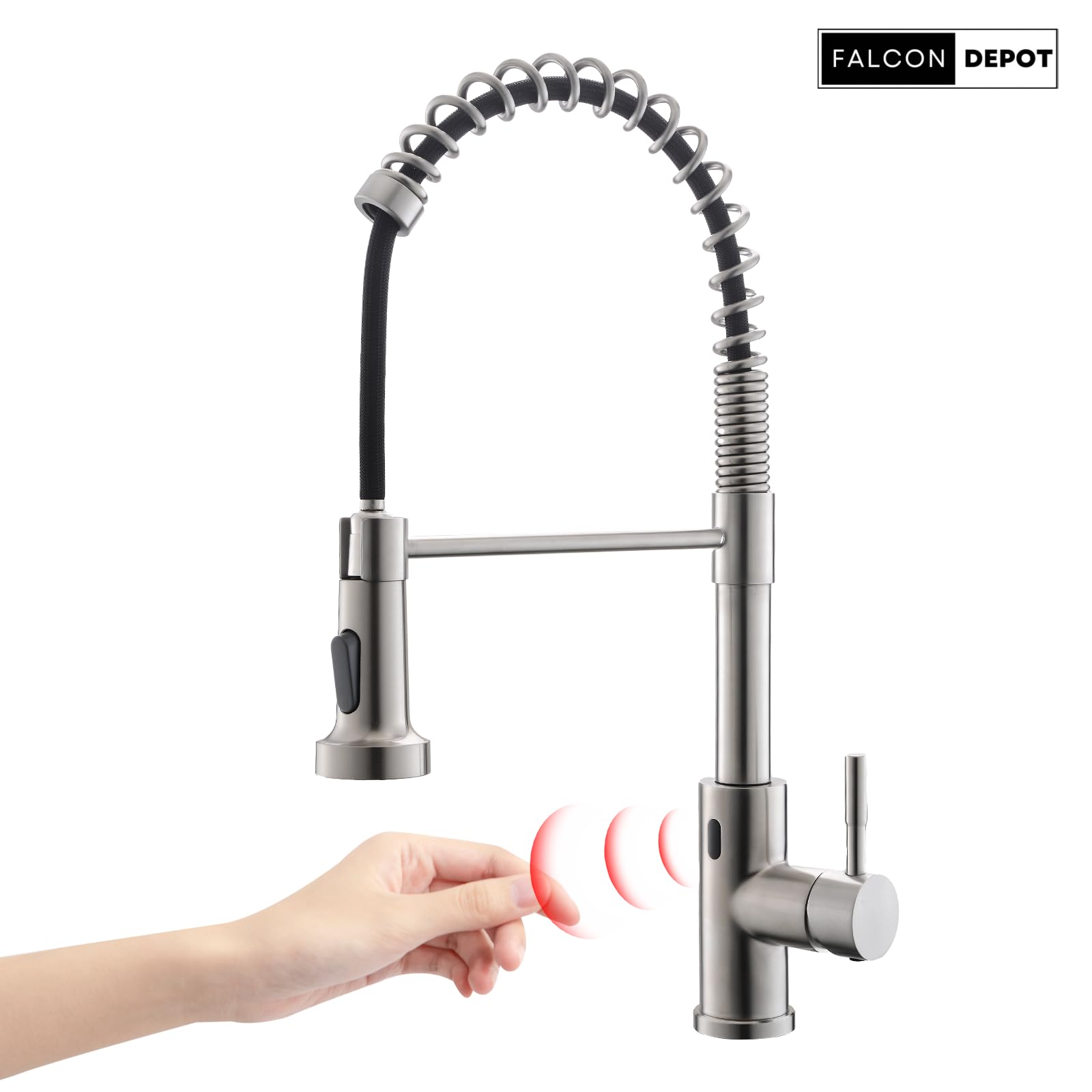 Hands-Free Kitchen Faucet with Motion Sensor - Brushed Nickel for Modern Sinks