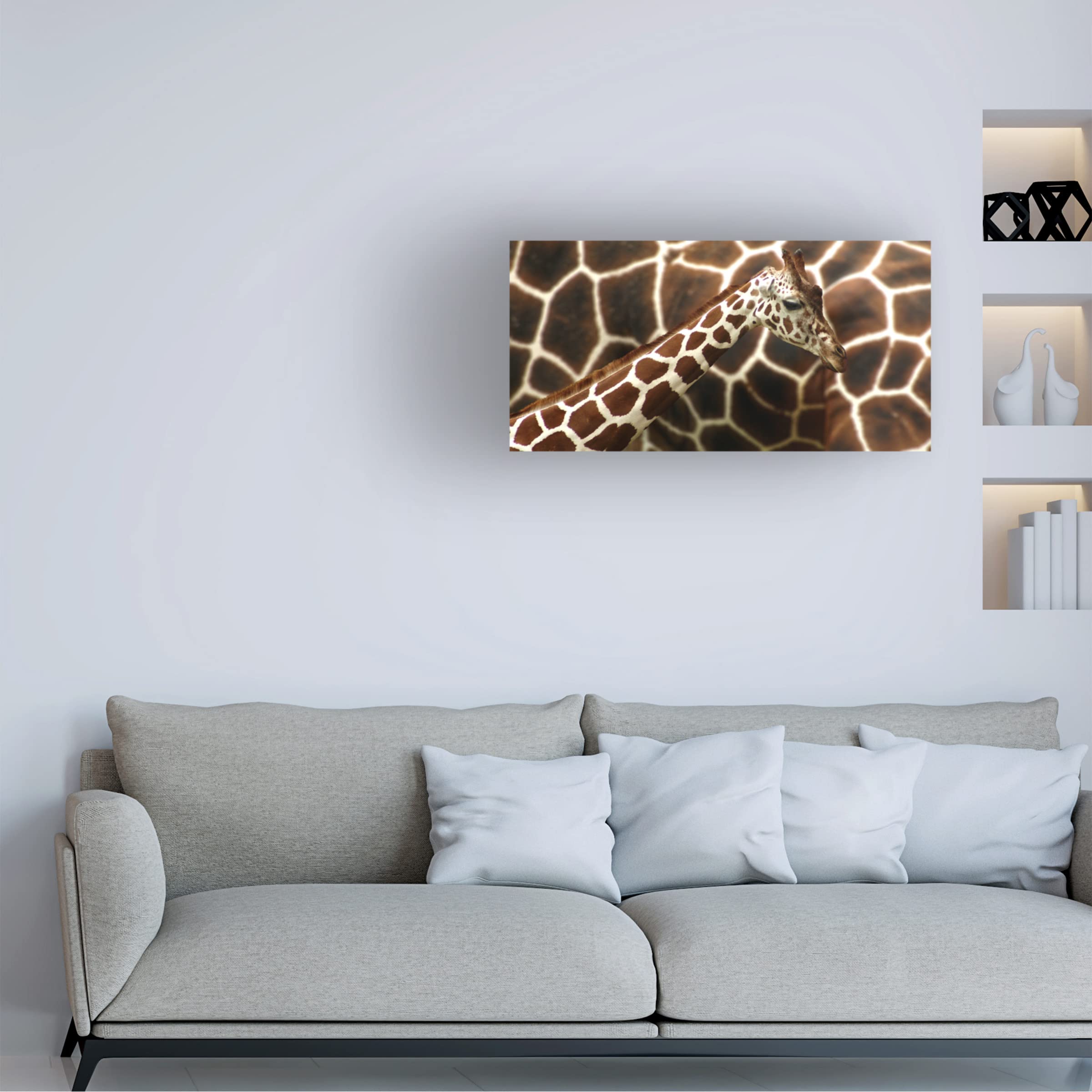 Trademark Fine Art 'Giraffe In Front Of Mum' Canvas Wall Art Print by Günther Gawlik - Modern Wildlife Nursery Decor, Living Room & Bedroom Wall Decor