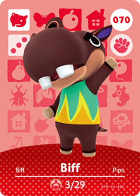 Biff Animal Crossing Amiibo Card Series 1 - Official Nintendo Collectible Trading Card for Animal Crossing New Horizons & Happy Home Paradise - Perfect for Gaming, Collecting, and In-Game Rewards
