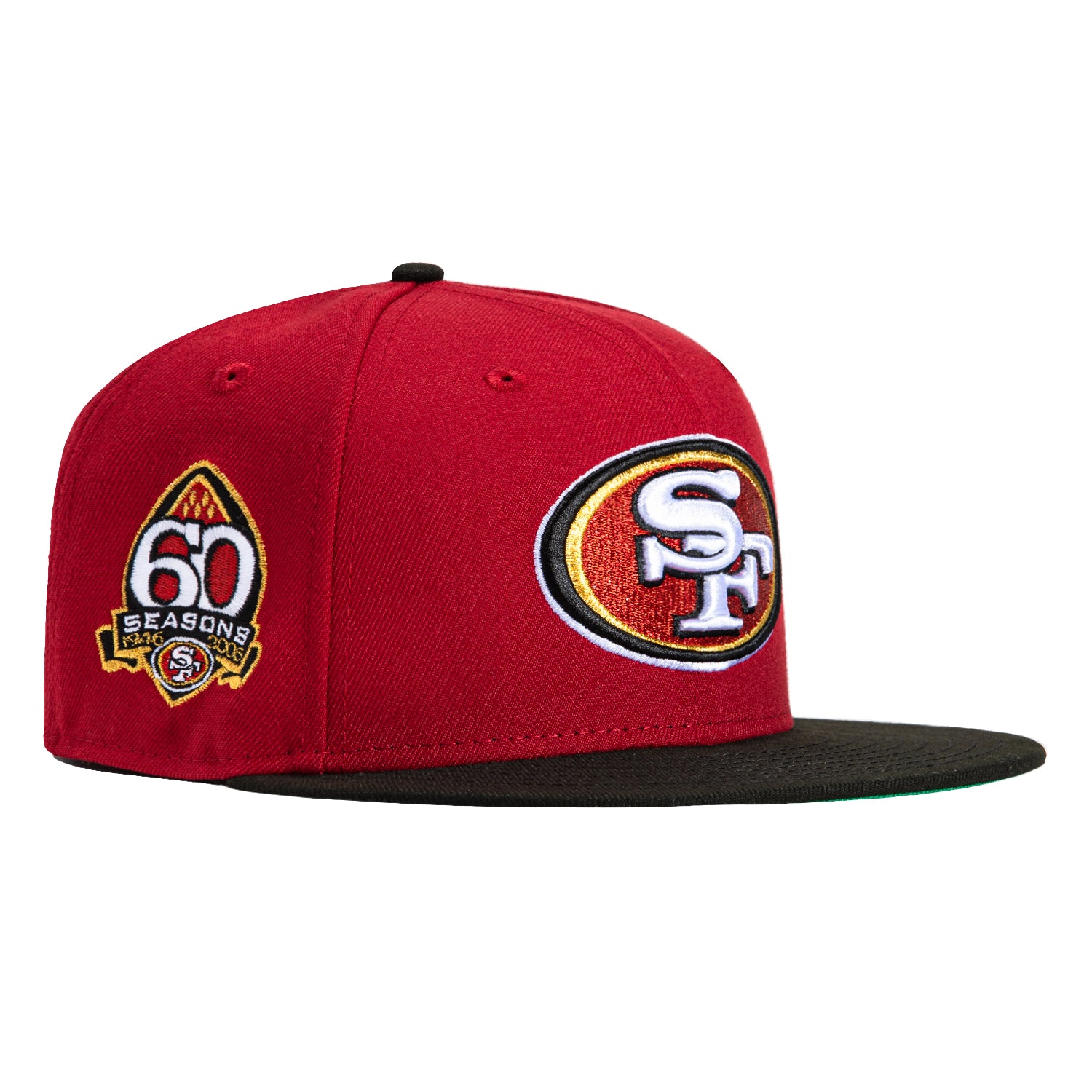 New Era 59Fifty San Francisco 49ers 60th Anniversary Patch Hat - Cardinal & Black - Official NFL Licensed Snapback Cap for Men & Women - Perfect for Football Games, Fan Gear & Streetwear Fashion