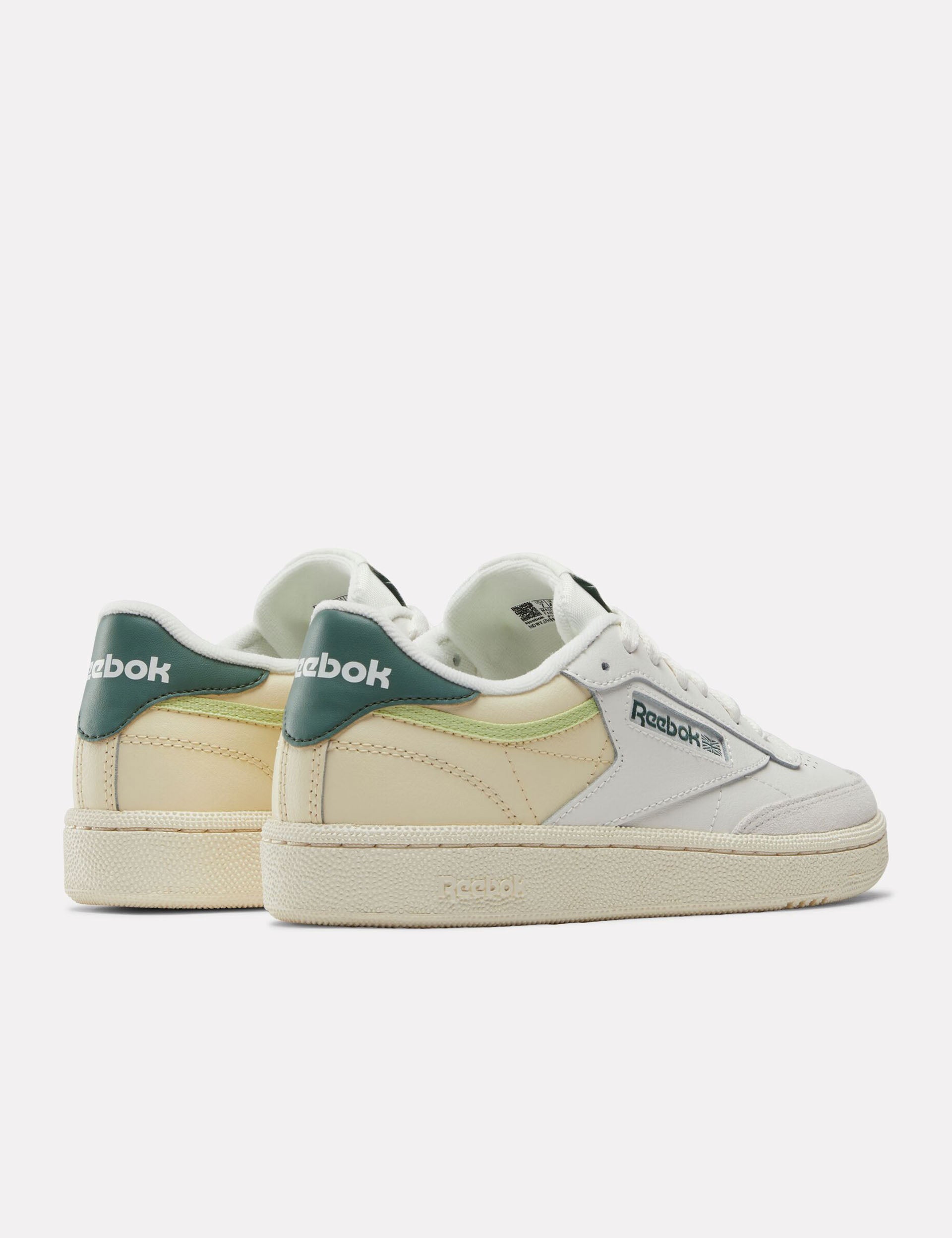 Reebok Club C 85 Vintage Sneakers - Chalk, Vintage Chalk & Escape Green | Retro Tennis Shoes for Men & Women | Casual Wear, Street Style & Gym Fashion