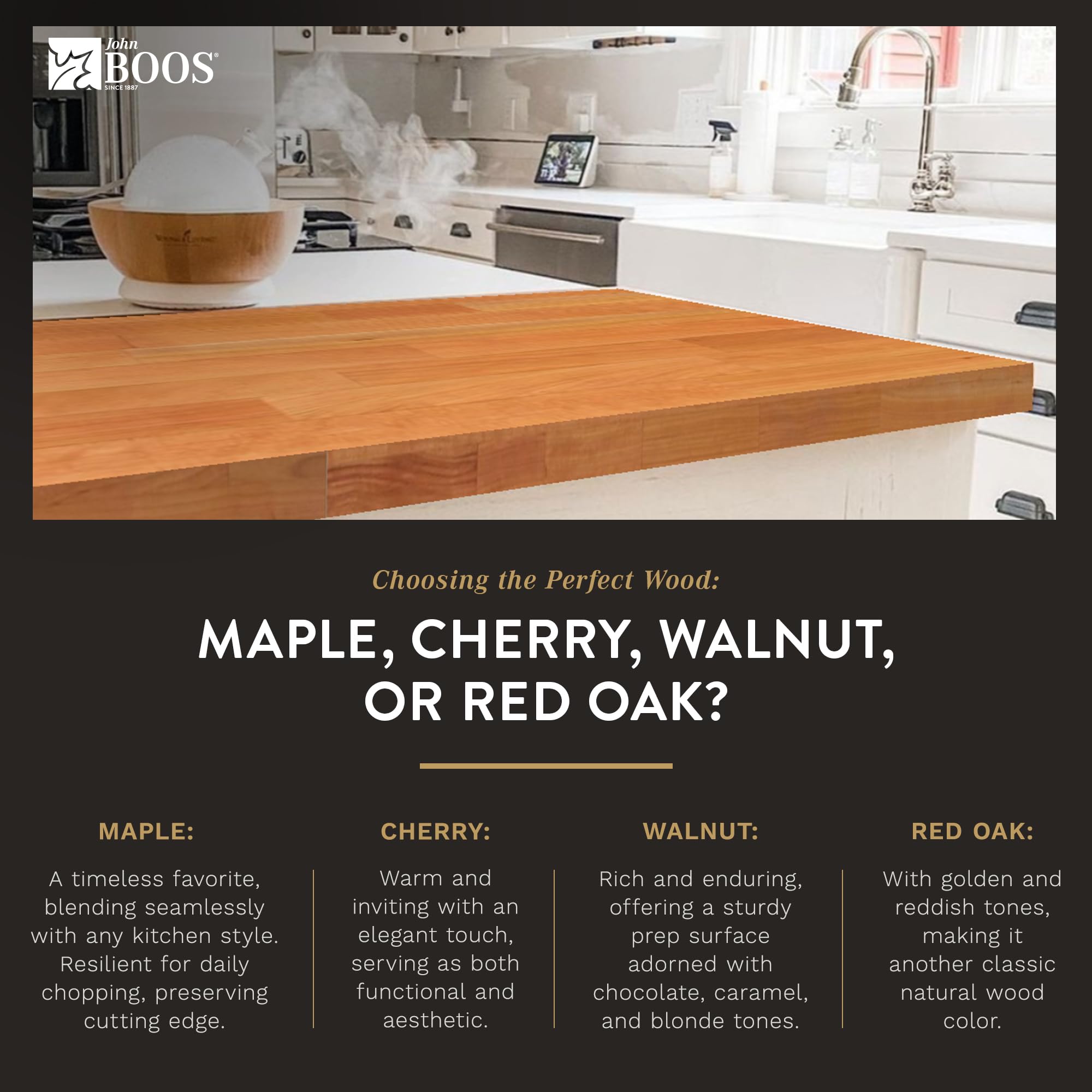Premium John Boos Cherry Butcher Block Countertop - 24