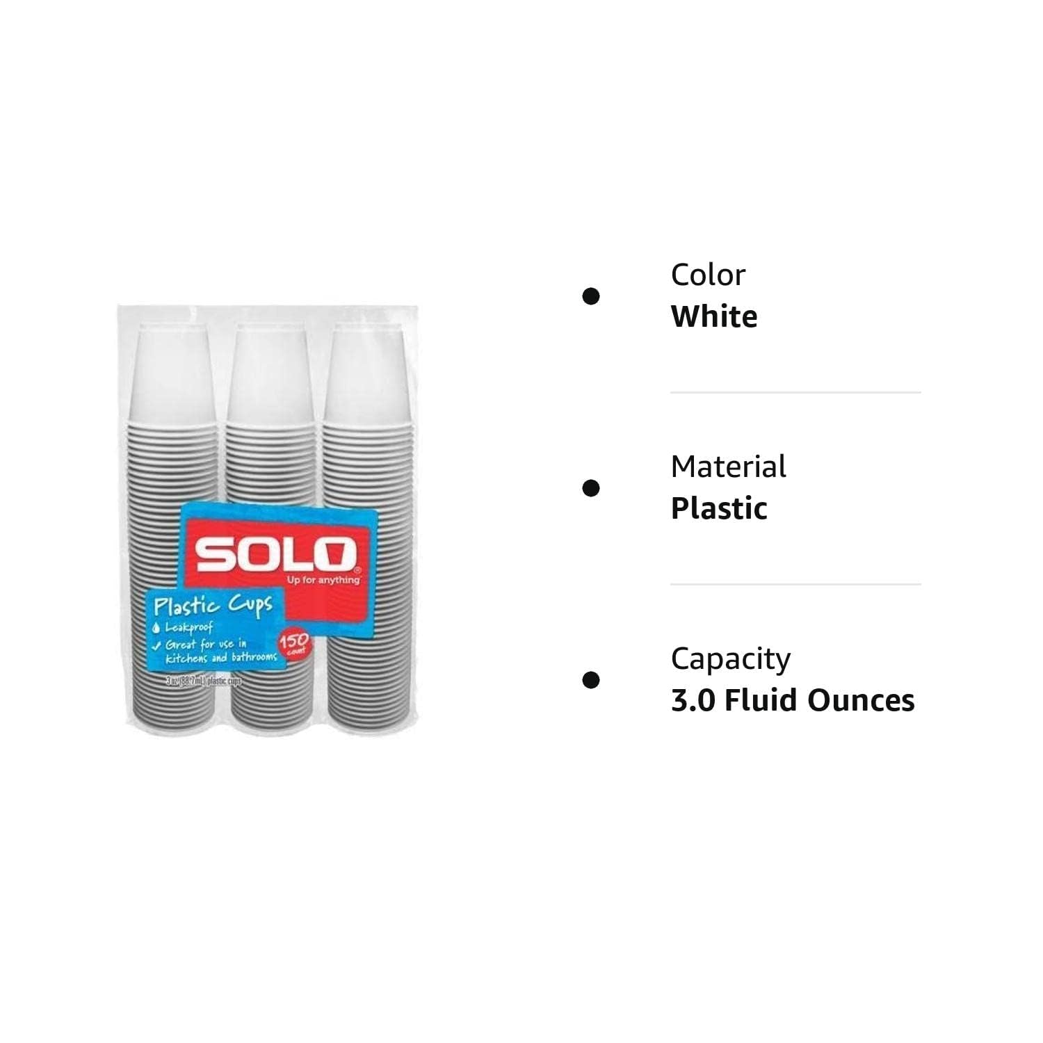 150-Pack 3-Oz Disposable Plastic Cups - BPA-Free Small Drinking Cups for Water, Juice & Beverages - Perfect for Parties, Travel, Home & Office - Ideal for Bathroom, Picnics, Camping & Events - Great for Kids' Birthday, BBQs, Baby Showers & Coffee Breaks