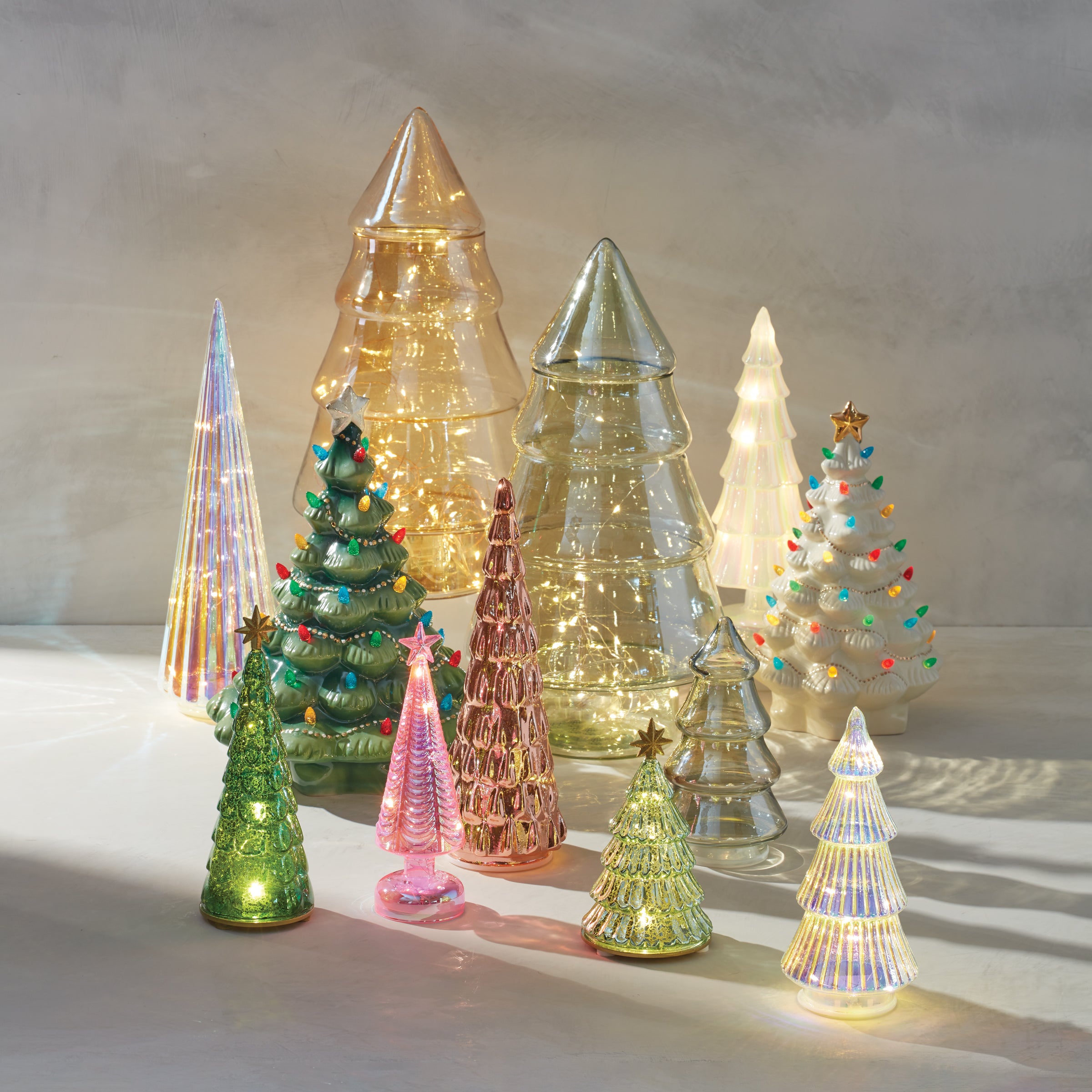 Pink LED Glass Star Holiday Tree - Christmas Decor for Home, Party & Festive Celebrations