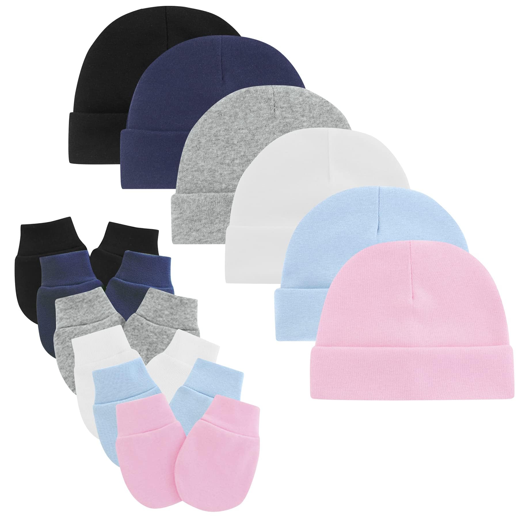 Zando Baby Hats and Mittens Set - Unisex Newborn Beanie & Scratch Mittens for Infant Boys & Girls - Perfect for Hospital, Photography & Winter Protection