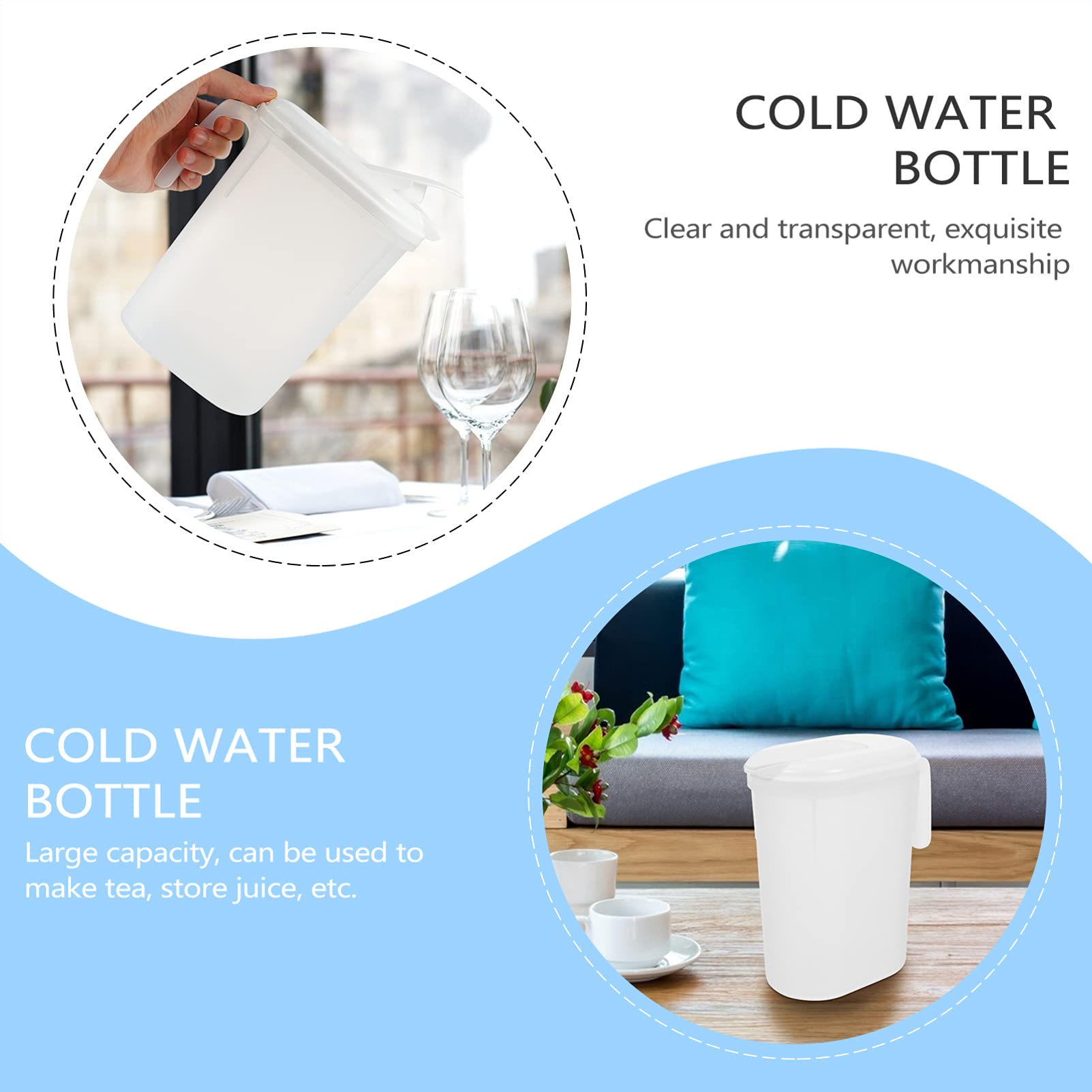 1pc Large Capacity Plastic Cold Water Jug - BPA Free Beverage Kettle for Tea, Juice & Infused Water | Perfect for Home, Office & Outdoor Use | Durable Household Water Bottle & Scented Tea Pot