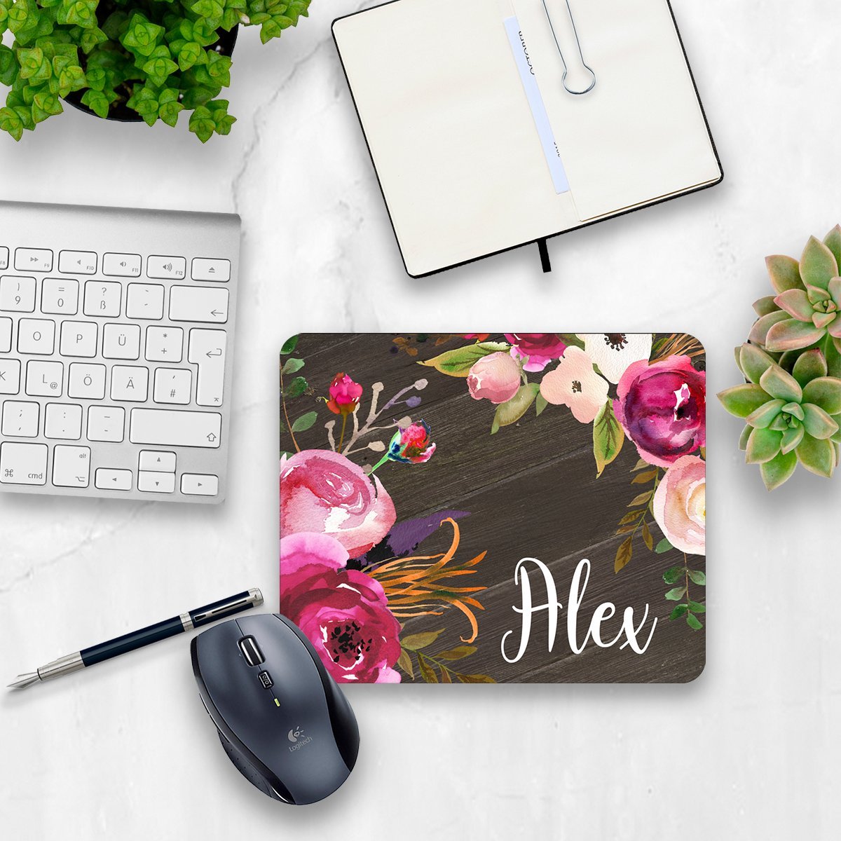 Rustic Floral Mouse Pad - Personalized Office Desk Decor for Farmhouse & Country Style Workspace - Perfect Gift for Home Office & Workstation Use