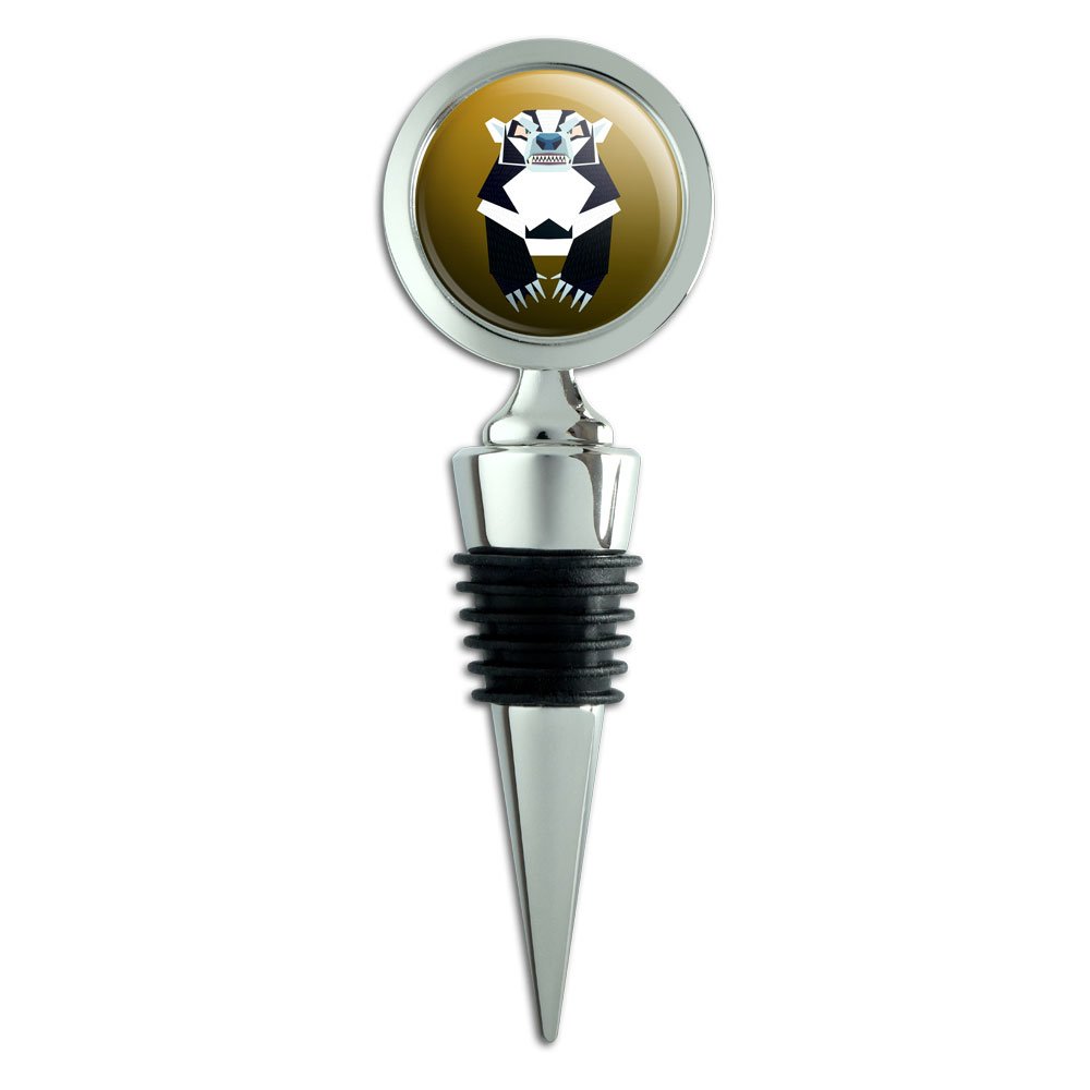 Geometric Badger Black and White Honey Wine Bottle Stopper - Decorative Cork for Wine, Whiskey & Liquor Bottles - Perfect for Home Bars, Dinner Parties & Gift Giving