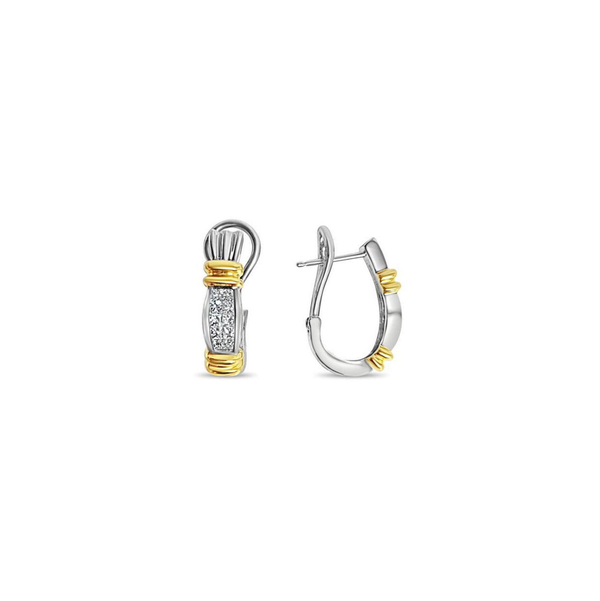 14K Two-Tone Gold Diamond Clip-On Earrings 0.55cttw - Elegant & Comfortable Non-Pierced Ear Jewelry for Parties, Weddings & Special Occasions