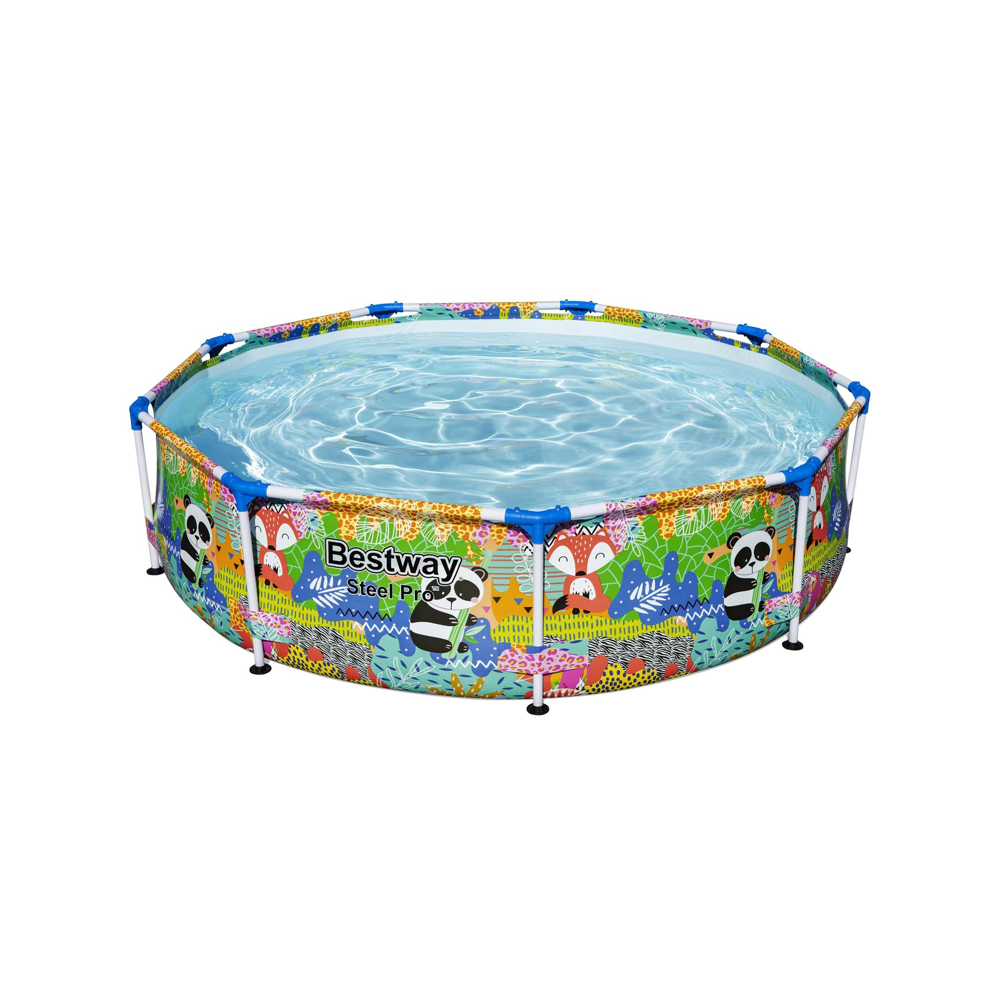 Bestway Steel Pro 9ft x 26in Above Ground Round Outdoor Backyard Swimming Pool - 851 Gallon Water Capacity with Panda Jungle Print | Perfect for Family Fun, Summer Parties & Backyard Relaxation