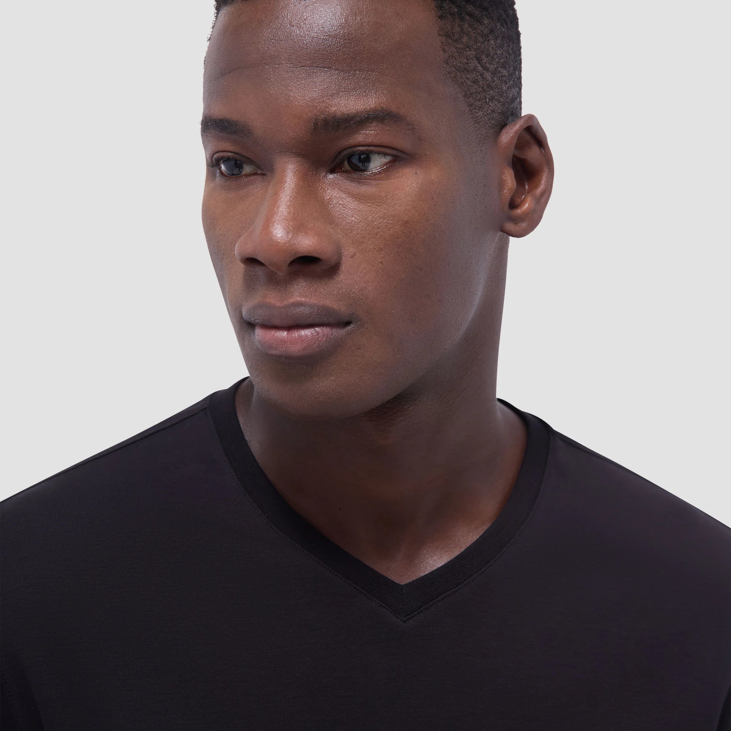 Bugatchi Holden Premium Pima Cotton V-Neck T-Shirt for Men - Soft & Breathable Black Tee - Perfect for Casual Wear, Layering & Everyday Comfort