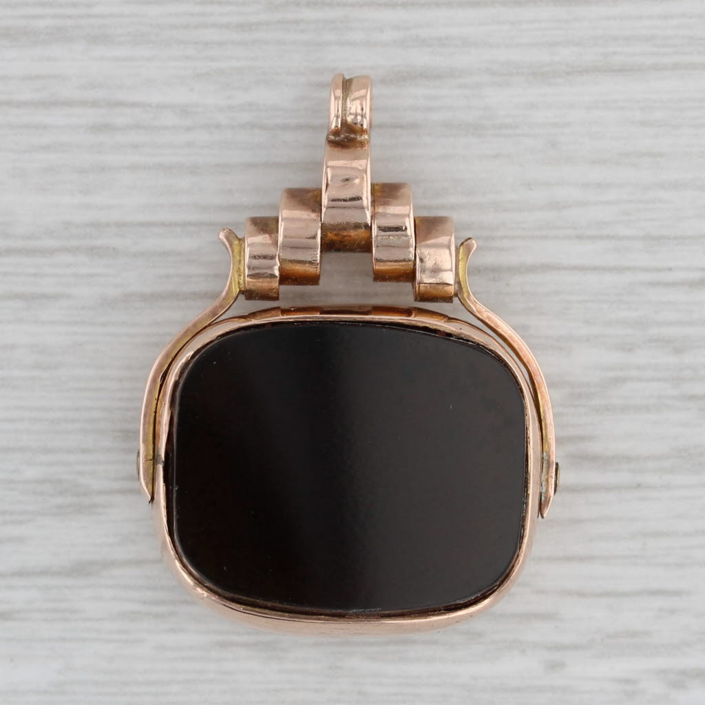 Antique Masonic Stone Pendant Fob - 9k Rose Gold Square Compass Blue Lodge Jewelry for Men - Perfect for Freemason Gifts, Lodge Meetings & Masonic Ceremonies