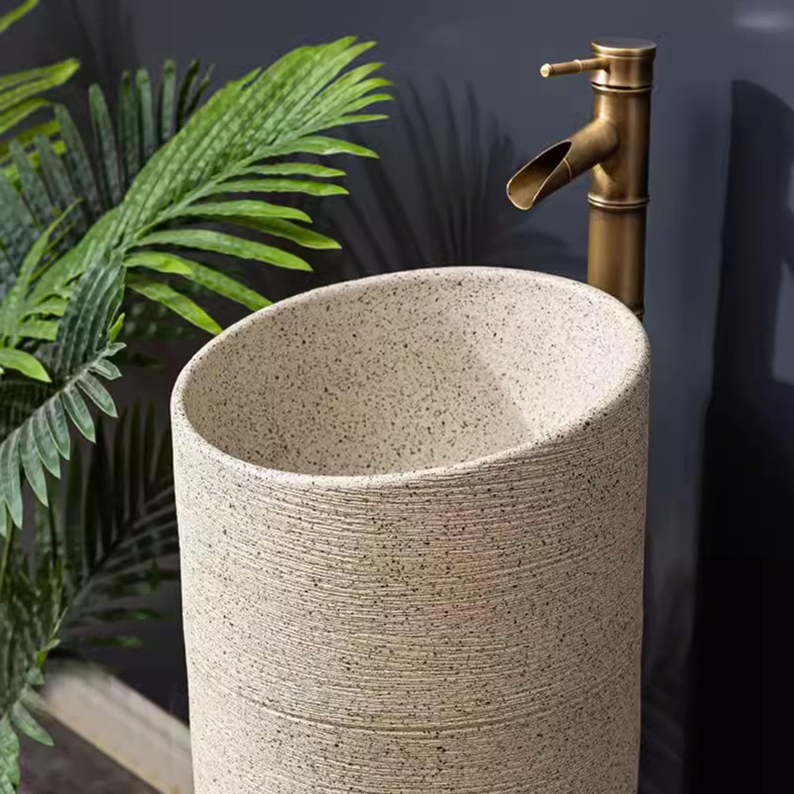 One Piece Pedestal Sink - 32.3 Inch Tall Ceramic Standing Bathroom Sink with Faucet, Easy-Clean Porcelain Design, Scratch & Stain Resistant - Perfect for Modern Bathrooms, Powder Rooms & Guest Baths