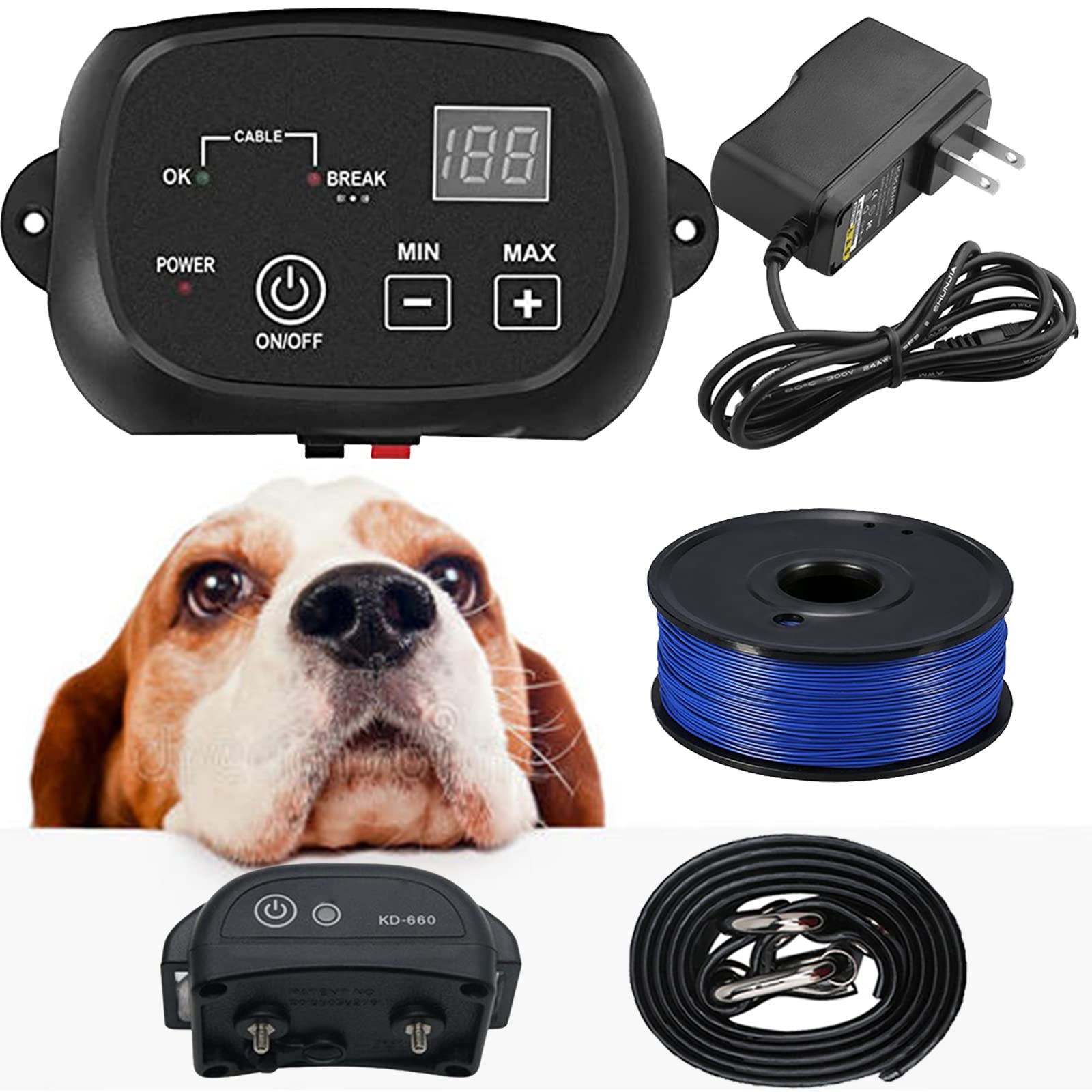 Underground Electric Dog Fence System - 650ft Wired Pet Boundary Containment with Waterproof IP66 Rechargeable Collar | Tone, Vibration & Static Safe Training | Ideal for Large Yards & Remote Dog Training | Perfect for Containment of Dogs up to 25lbs