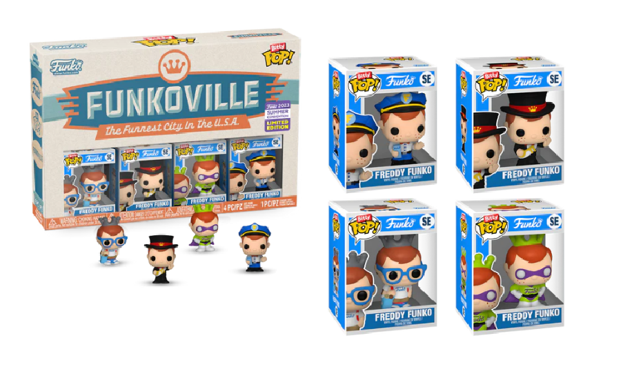 SDCC 2023 Exclusive Funko Bitty Pop Vinyl 4-Pack - Funkoville Collection | Perfect for Comic-Con Collectors & Pop Culture Displays