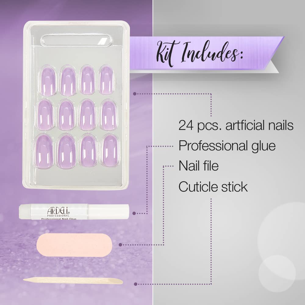 Ardell Nail Addict Artificial Nail Set - Lovely Lavender Press on Nails for Women | Perfect for Parties, Weddings & Special Occasions