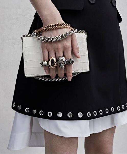 Ivory Mini Knuckle Satchel with Jewel Accents - Elegant Crossbody Bag for Women, Perfect for Parties, Dates & Evening Events