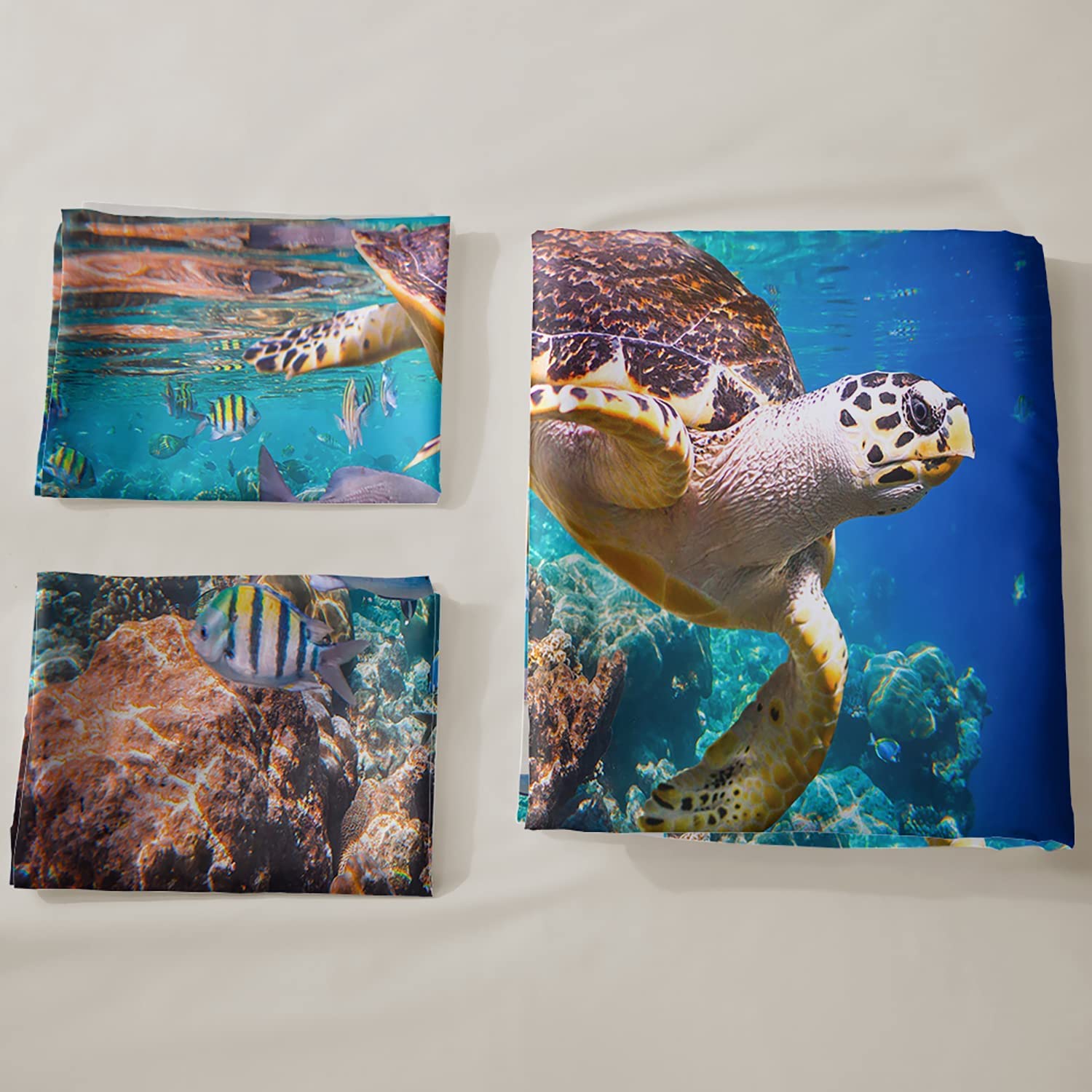 King Size Sea Turtle Bedding Set - 3 Piece Ocean Themed Comforter Cover with 2 Pillowcases for Teens Boys & Girls | Perfect for Beach House, Kids Room & Coastal Decor