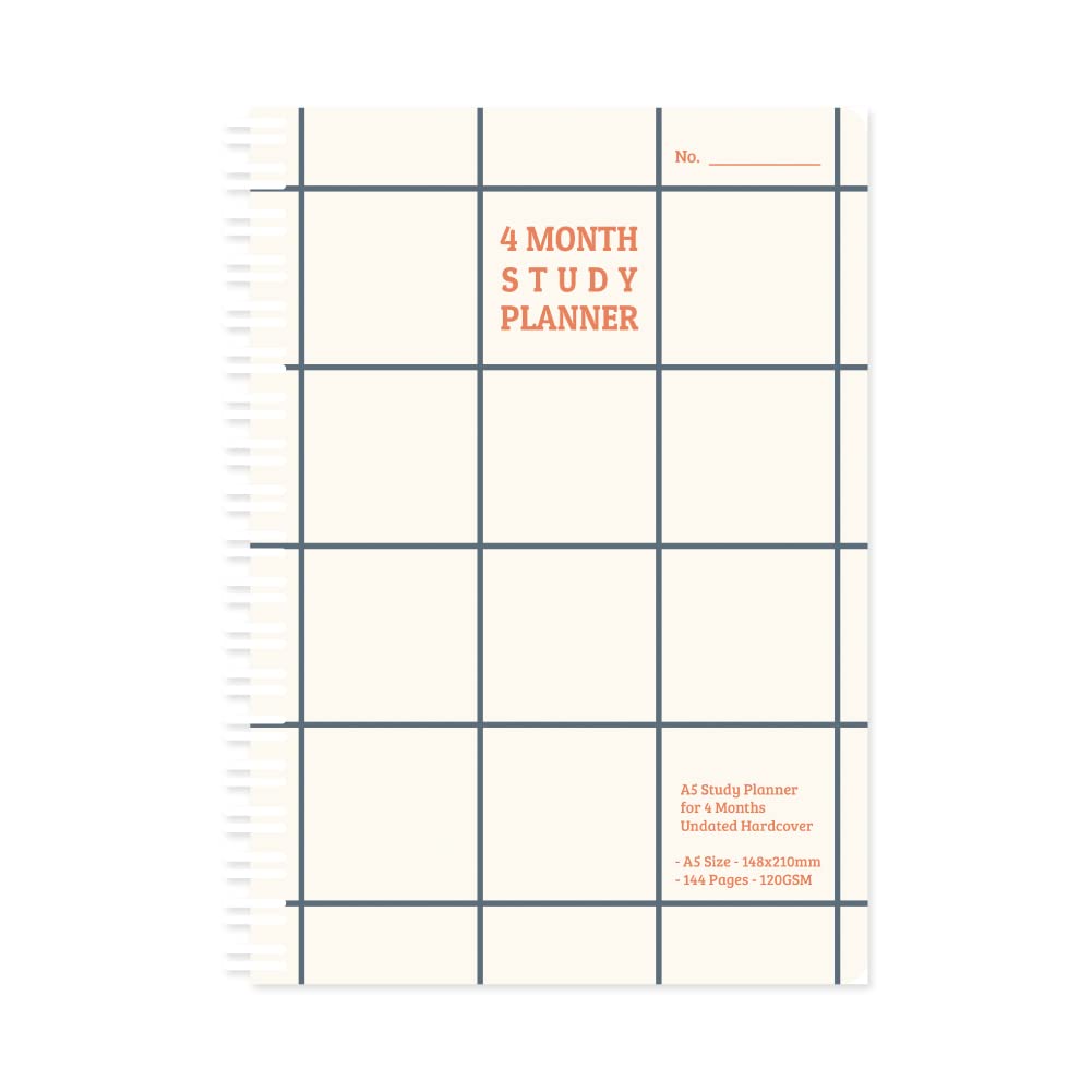 Monolike Checkers 4-Month Academic Study Planner - Weekly & Monthly Organizer with Study Plan | Perfect for College Students, High School & University Planning | Beige Planner for Goal Tracking & Time Management