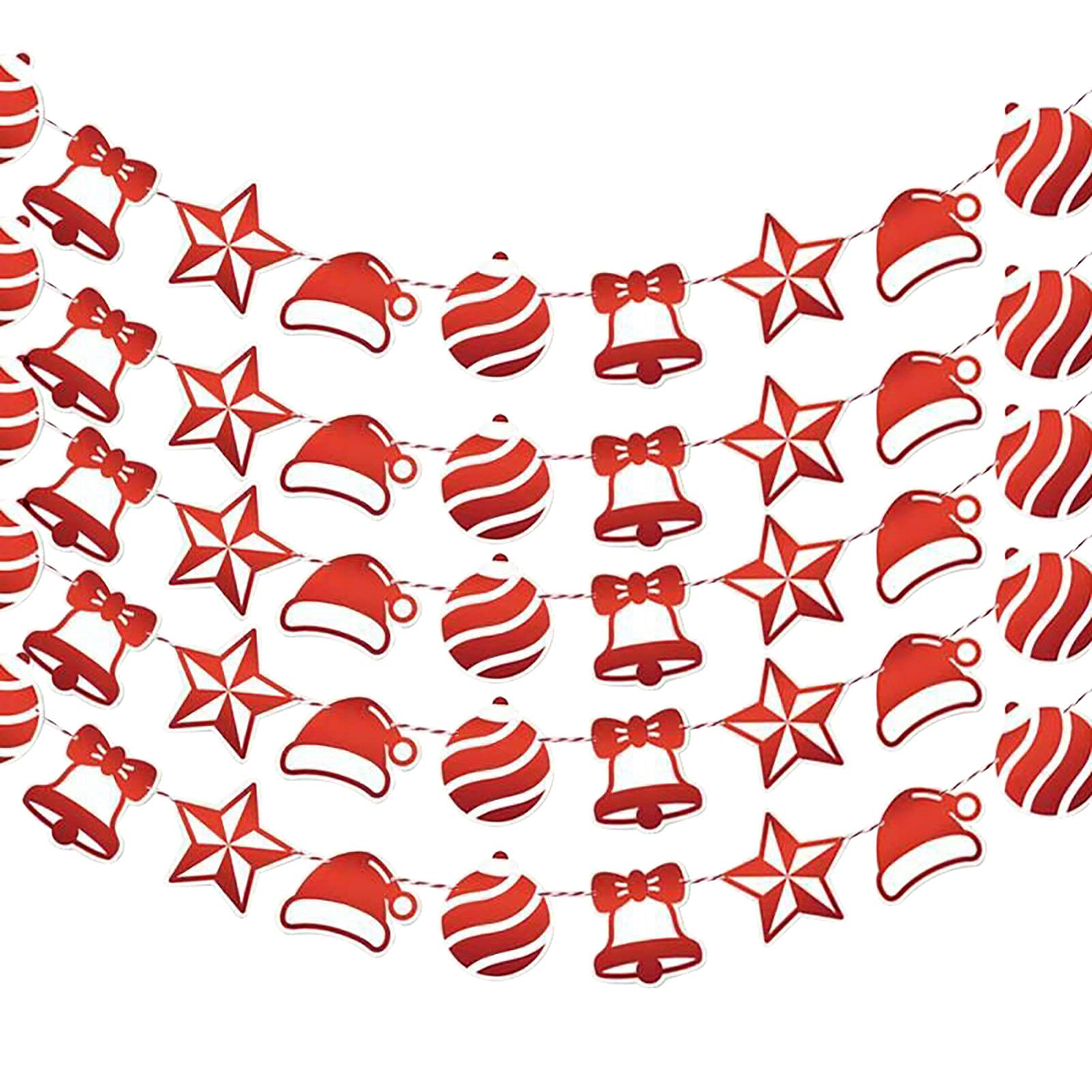 5Pcs Christmas Party Bunting Garland - DIY Plastic Holiday Banner Decorations for Christmas Tree, Birthday Party & Photo Booth Backdrop (Red) - Perfect for Home, Office, Wedding & Festive Celebrations | Holiday Home Decor, Christmas Party Supplies, Seasonal Celebration Decor | Great for Indoor & Outdoor Christmas Decorations, Holiday Parties, Family Gatherings & Festive Events | Ideal for Christmas Tree Decor, Wall Hangings, Party Backdrops & Seasonal Home Decorations