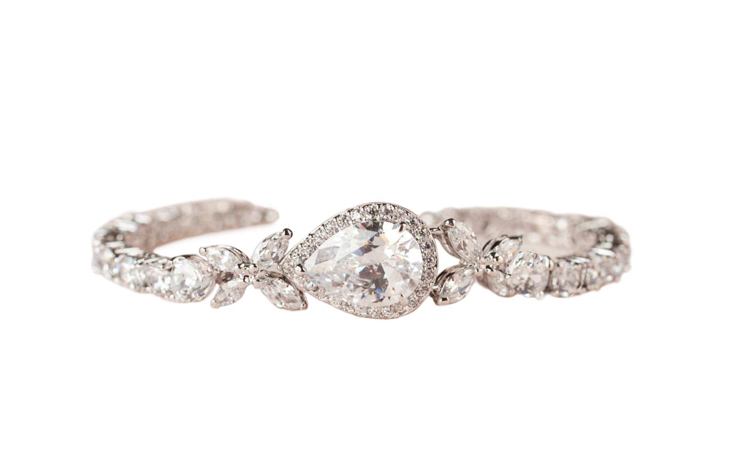SWEETV Cubic Zirconia Teardrop Tennis Bracelet for Women - Elegant Crystal Rhinestone Wedding Jewelry for Bride & Bridesmaid - Perfect for Bridal Shower, Anniversary & Formal Events