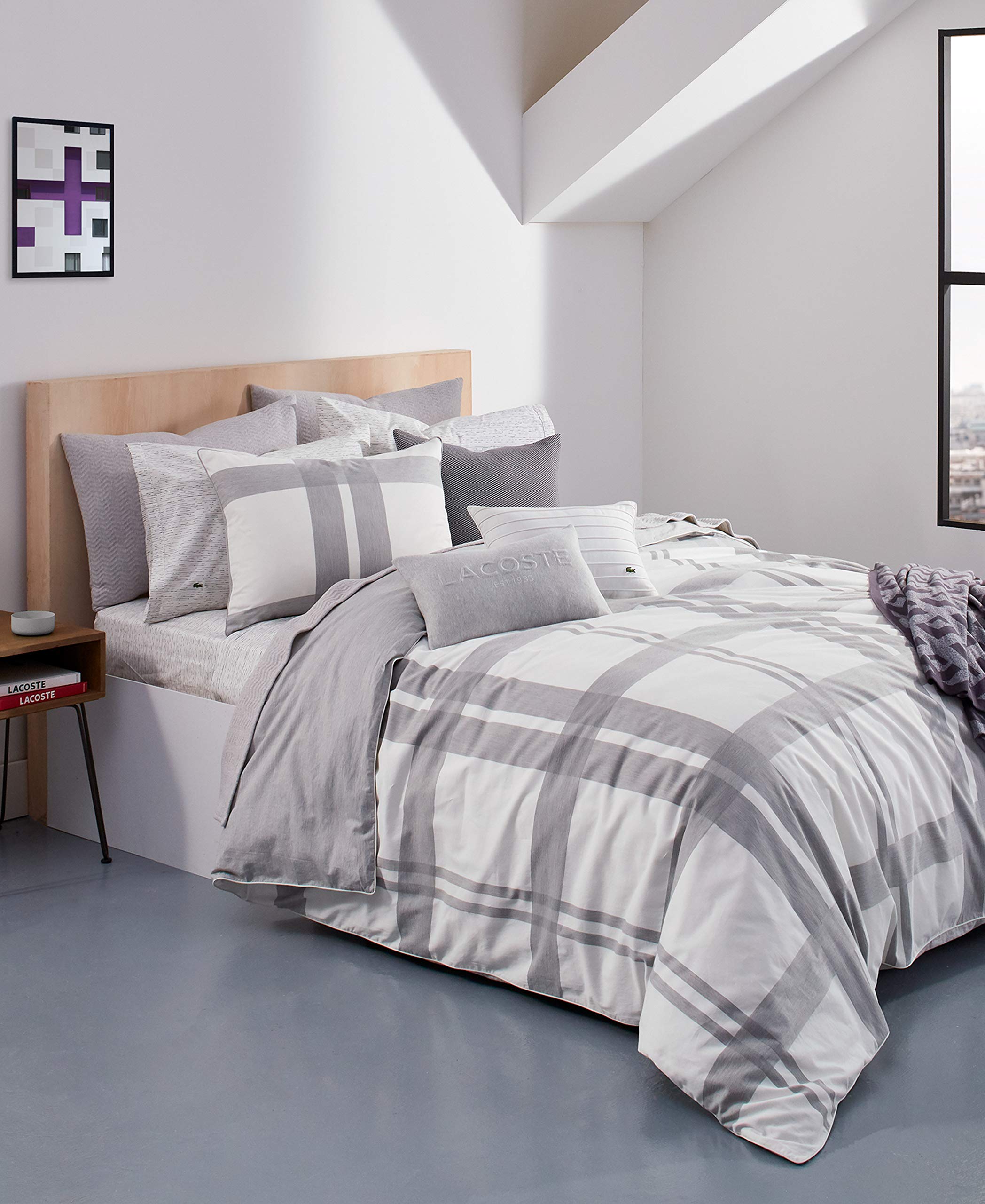 Lacoste Baseline Comforter Set - Twin/Twin XL Size - Micro Chip White Pattern - Soft & Breathable Bedding for Kids, Teens & Guest Rooms - Perfect for Dorm, Bedroom & Home Decor