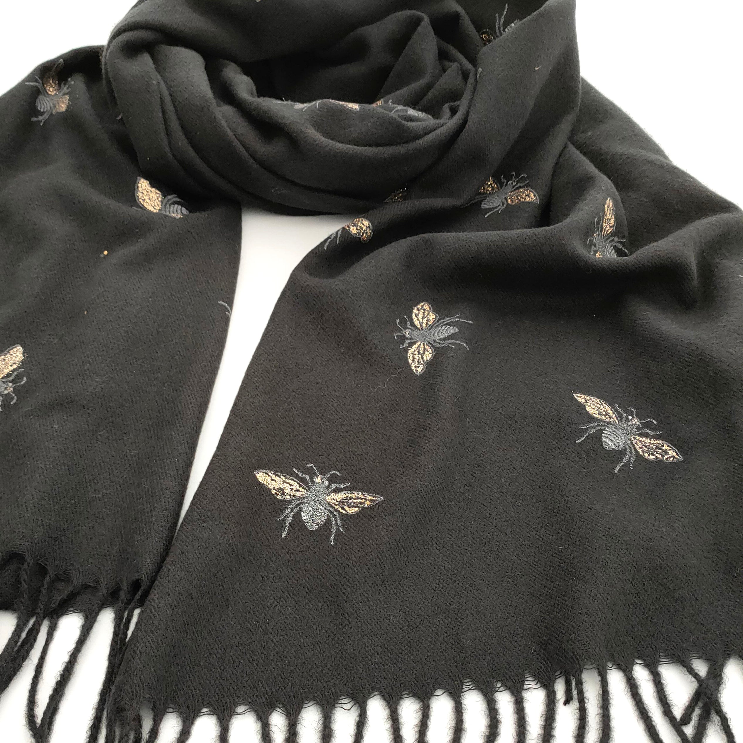 Remo Glitter Bee Pashmina Style Scarf - Elegant Sparkling Shawl for Women, Perfect for Parties, Weddings & Evening Events