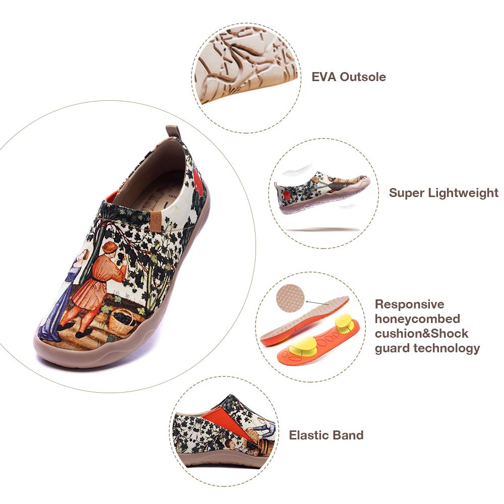 UIN Women's Art Travel Slip-On Shoes - Lightweight Breathable Casual Loafers for Women | Comfortable Walking Shoes for Travel, Work & Everyday Wear