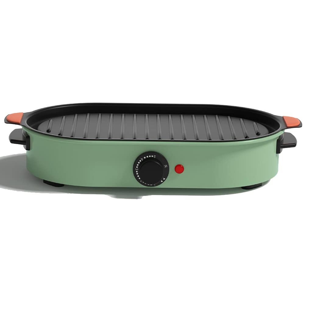 Nanusp Electric Grill - Smokeless Indoor BBQ Grill Machine with Adjustable Temperature, 41 x 21.5 x 7.5cm, Green - Perfect for Apartments, Camping, Parties & Family Gatherings