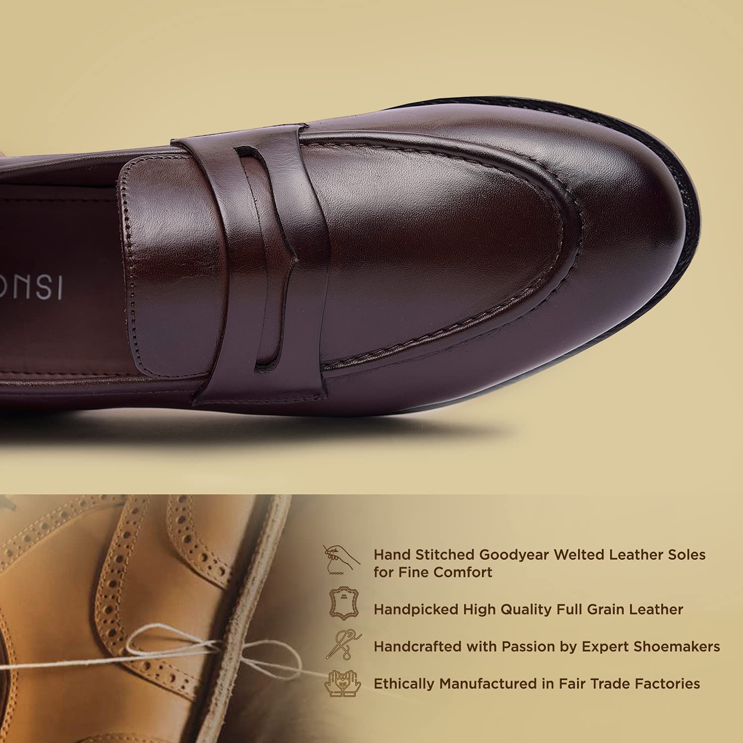 James Genuine Leather Men's Penny Loafers - Goodyear Welted Dress Shoes | Handcrafted Luxury Slip-On Loafers with Leather Sole | Perfect for Business, Office & Formal Occasions