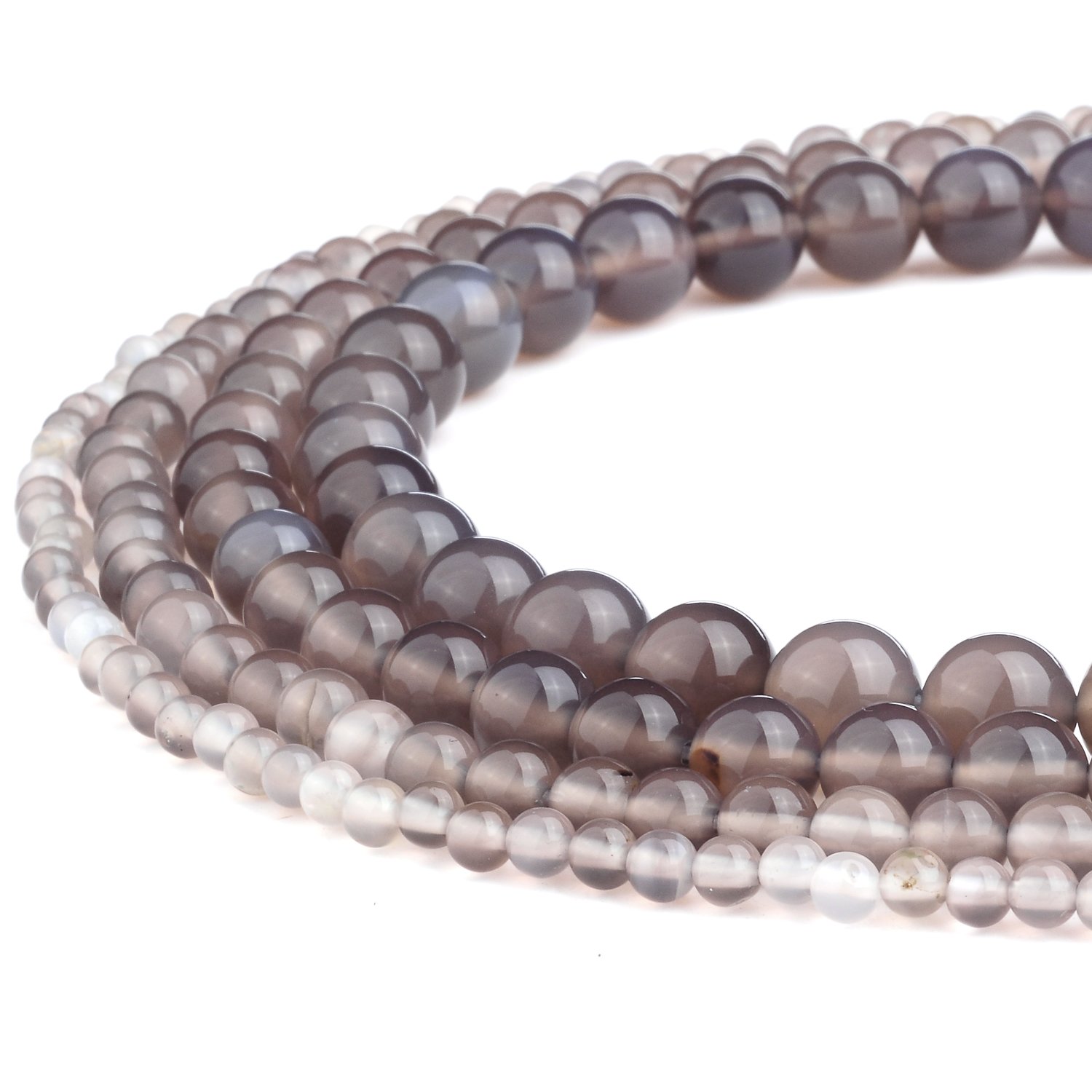 Natural Gray Agate Gemstone Round Loose Beads 4mm - Wholesale Bulk for DIY Jewelry Making, Necklaces, Bracelets & Craft Projects | High-Quality Durable Beading Supplies