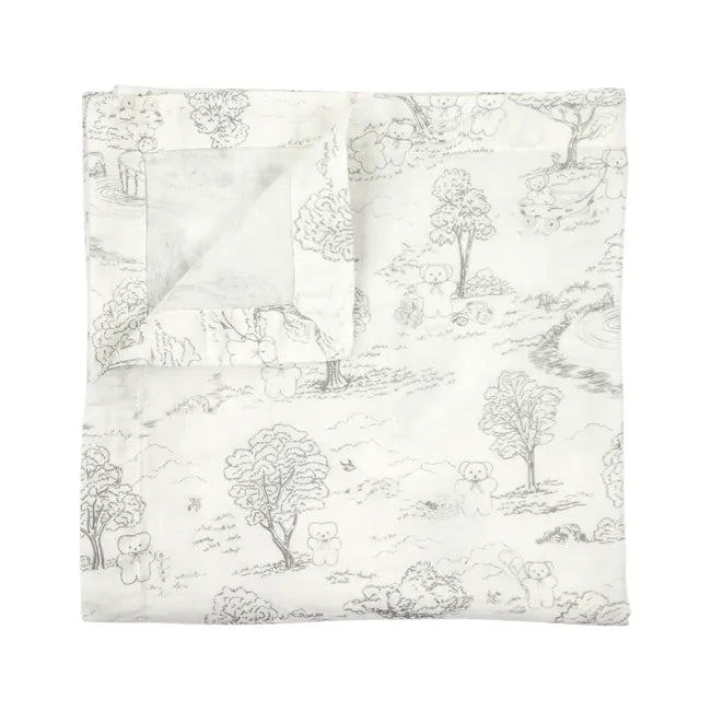 Flatout Bear Wrap - Soft Muslin Swaddle Blanket for Babies, Grey - Perfect for Newborns, Nursing, and Comforting Infants