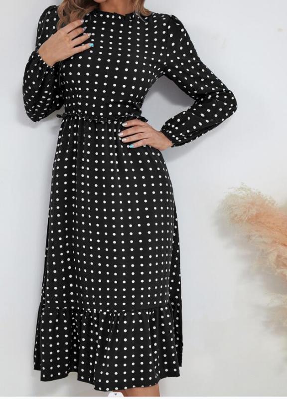 Stylish Women's Casual Midi Polka Dot Dress - Flowy Summer Dress for Brunch, Date Night & Beach Outings