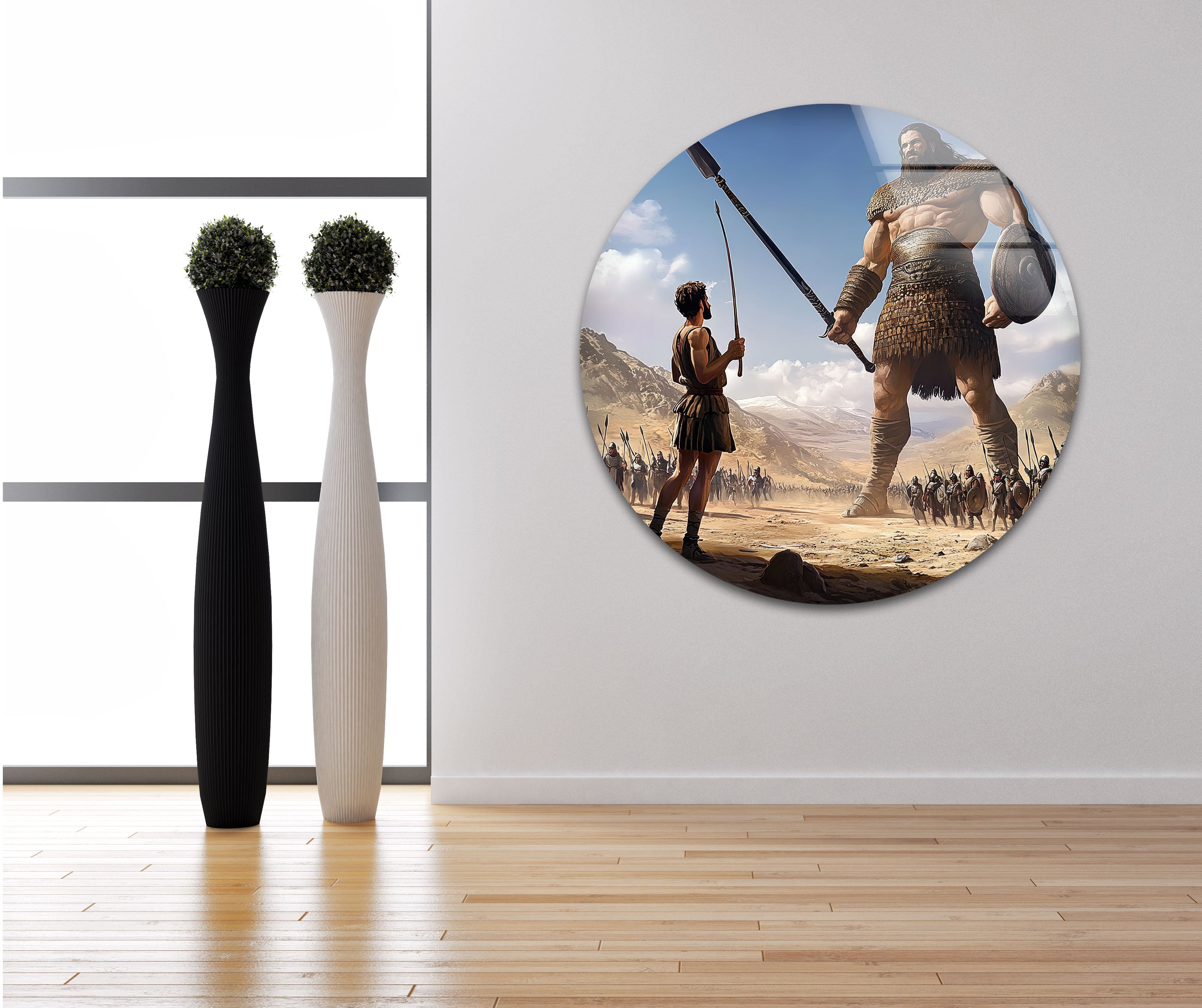 Big David Goliath Glass Wall Art - Elegant Handmade Glass Wall Decor for Living Room, Bedroom & Office - Perfect Home Decor Gift Idea