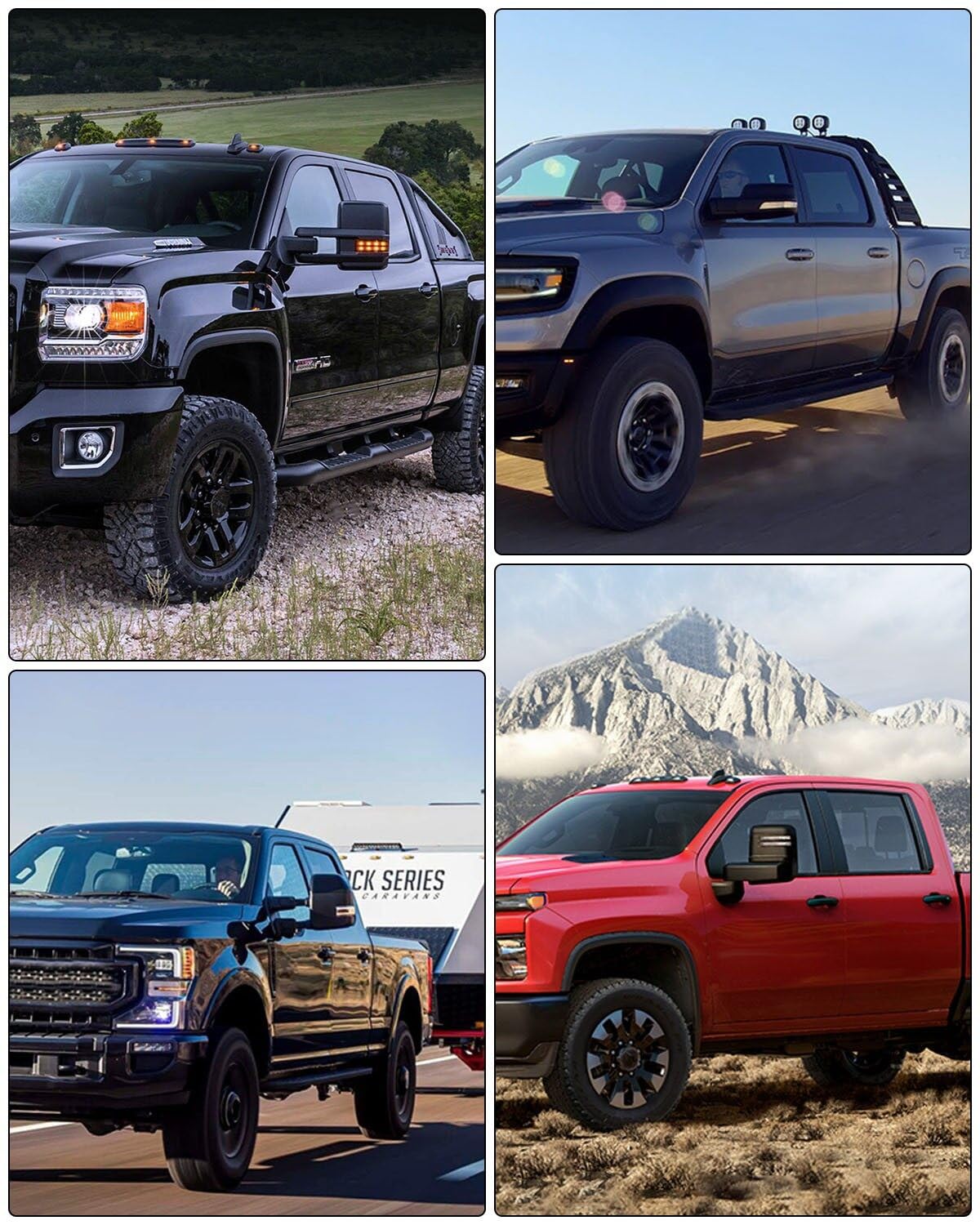 ECCPP Power Heated Towing Mirrors with LED Turn Signal & Puddle Light - Compatible with 2008-2013 Chevy Silverado & GMC Sierra (Left/Right Side, Black Housing) - Perfect for Enhanced Visibility and Safety While Towing Trailers or Large Loads