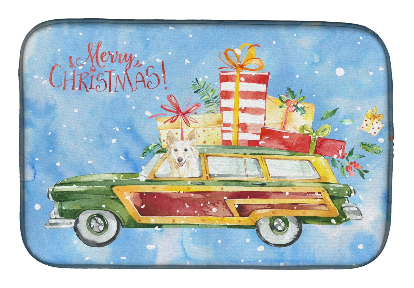 Christmas Dog Dish Drying Mat - Absorbent Kitchen Counter Pad for Holiday Decor