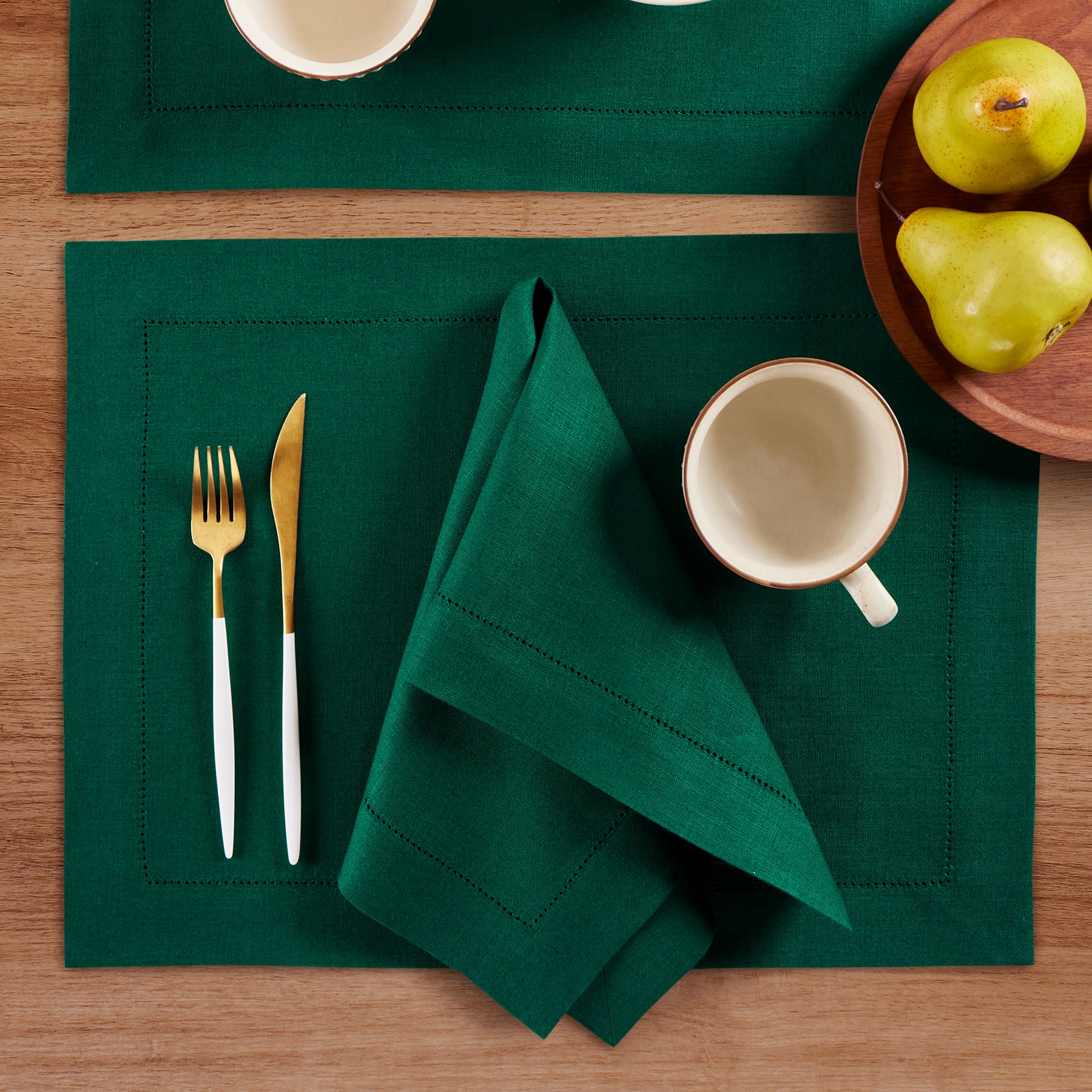 Premium Medium Weight Hemstitch Napkins - 12-Pack White Linen Dinner Napkins for Formal Dining, Weddings & Special Occasions