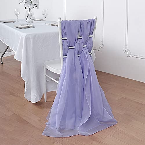 50 Extra Wide Premium Lavender Chiffon Chair Sashes & Bows - Elegant Wedding Decor for Ceremony, Reception & Party Decorations | Perfect for Bridal Showers, Banquets & Special Events